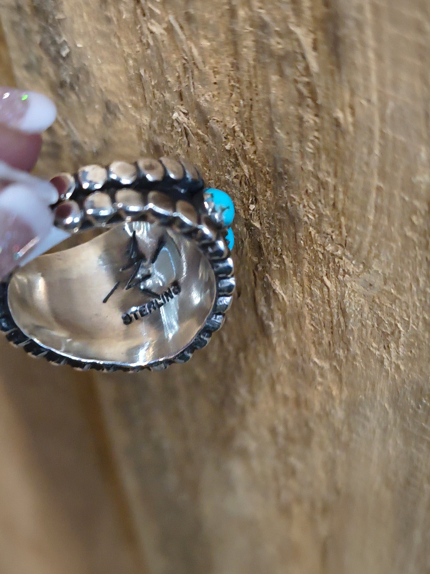 9.0 10 Stone Turquoise Ring by Kenny Lonjose, Navajo