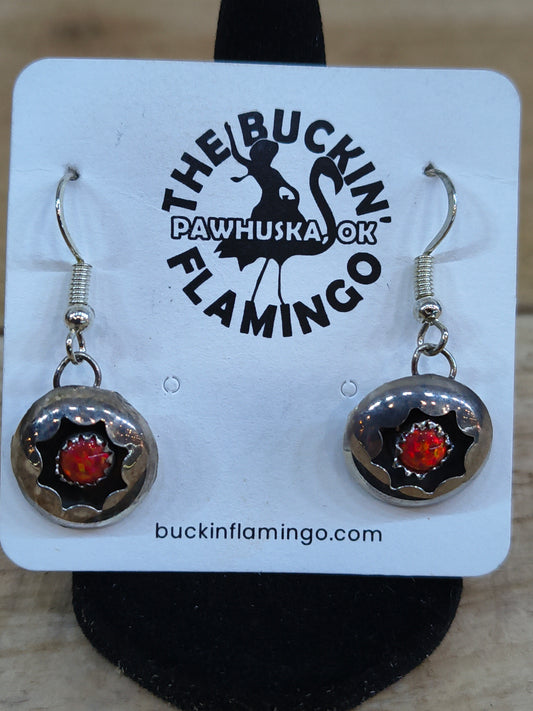 Red Opal Shadowbox Dangle Earrings