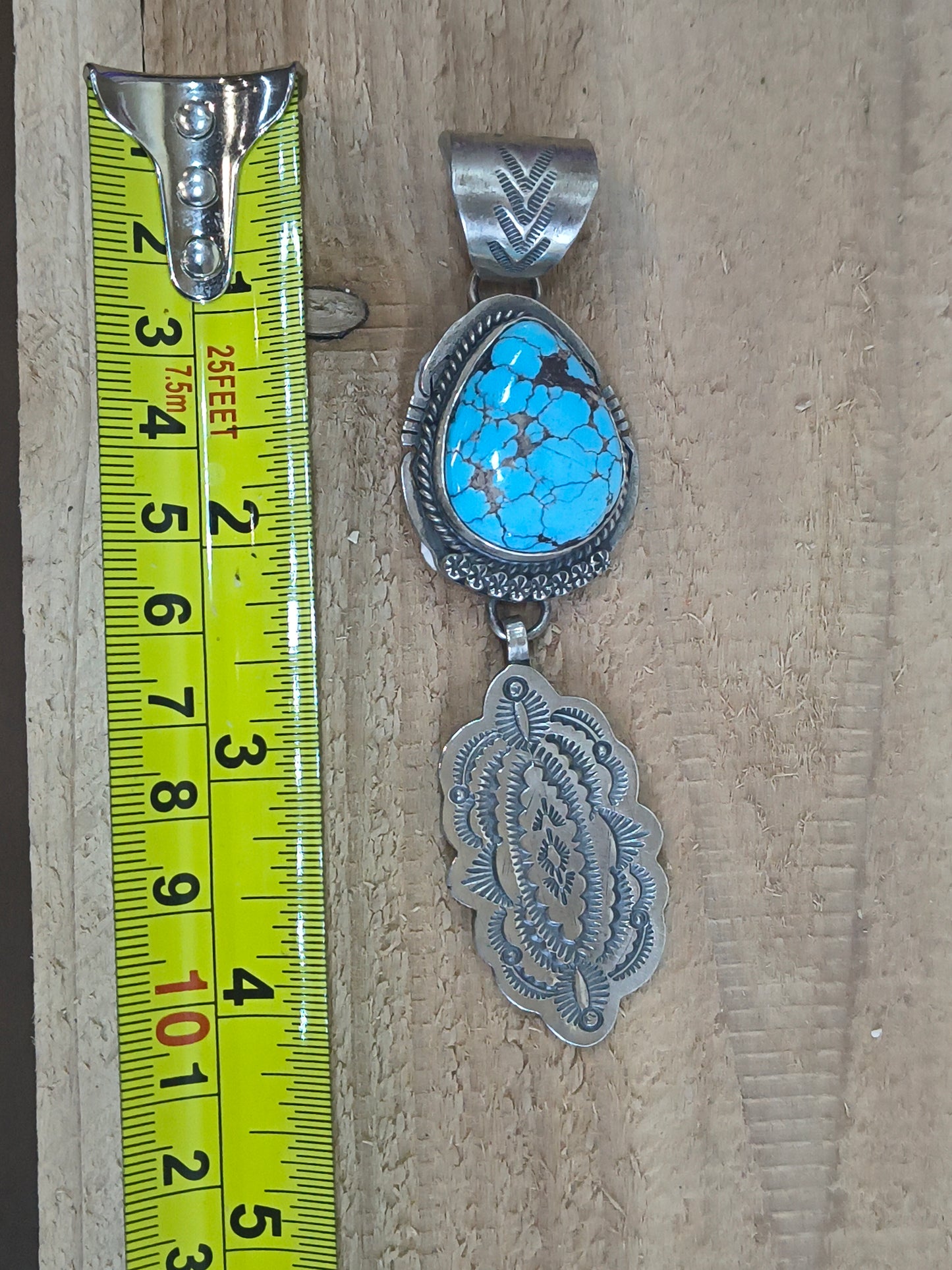 Egyptian Turquoise Dangle Pendant 11.5mm Bail by John Nelson, Navajo