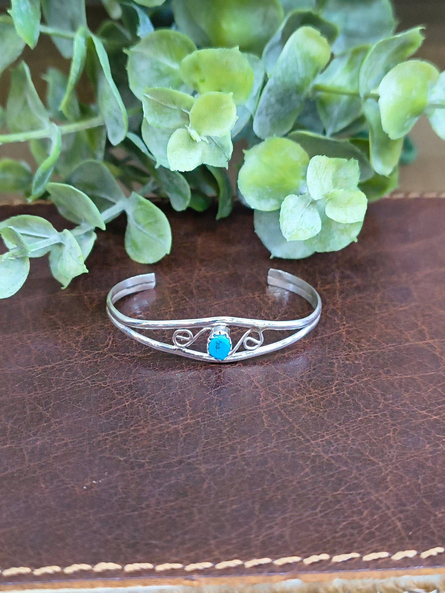 Turquoise Swirl Baby Cuff by Judy Lincoln, Navajo
