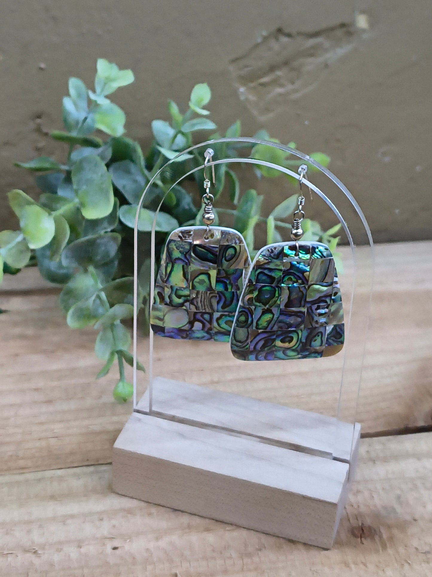Abalone Inlay Hook Earrings