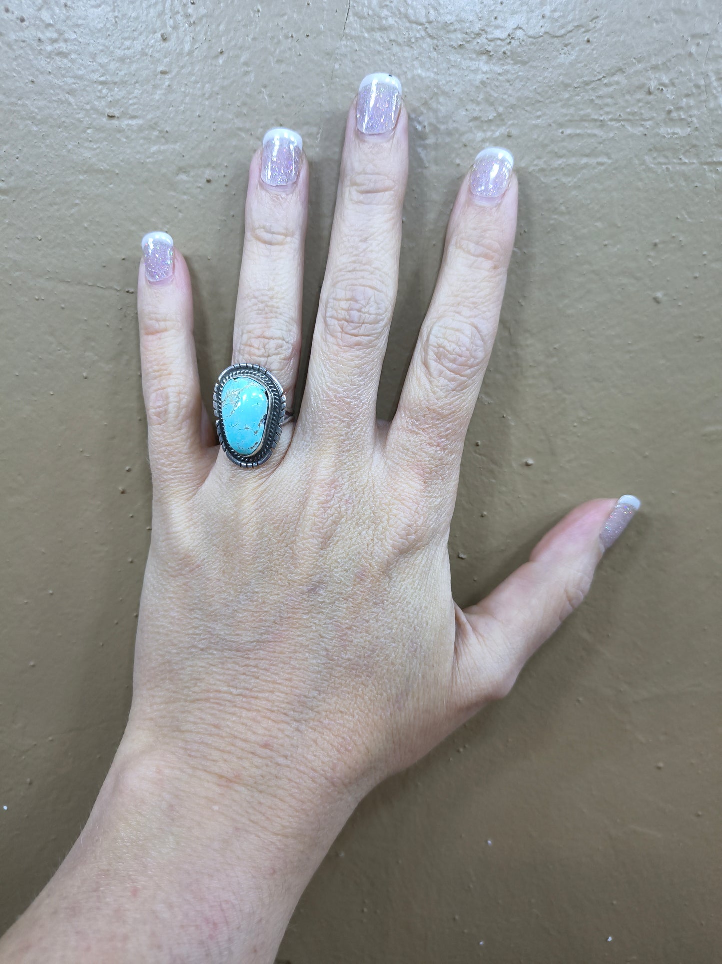 4.5 Kingman Turquoise Ring by Peggy Skeets, Navajo