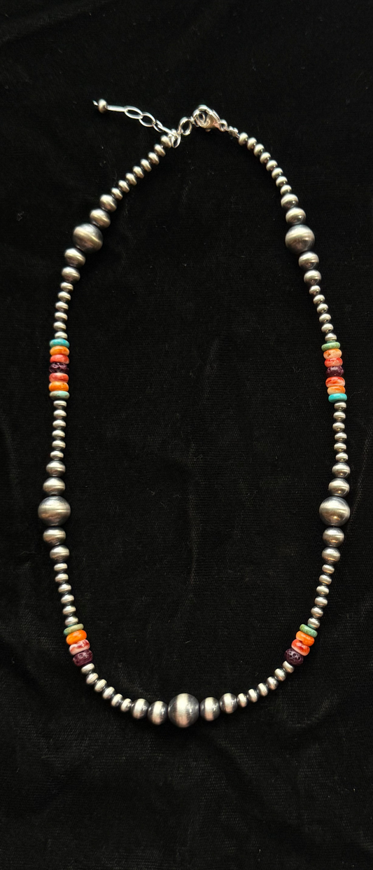 19''+ 1'' Extender 4mm-10mm Multi Stone Navajo Style Pearls