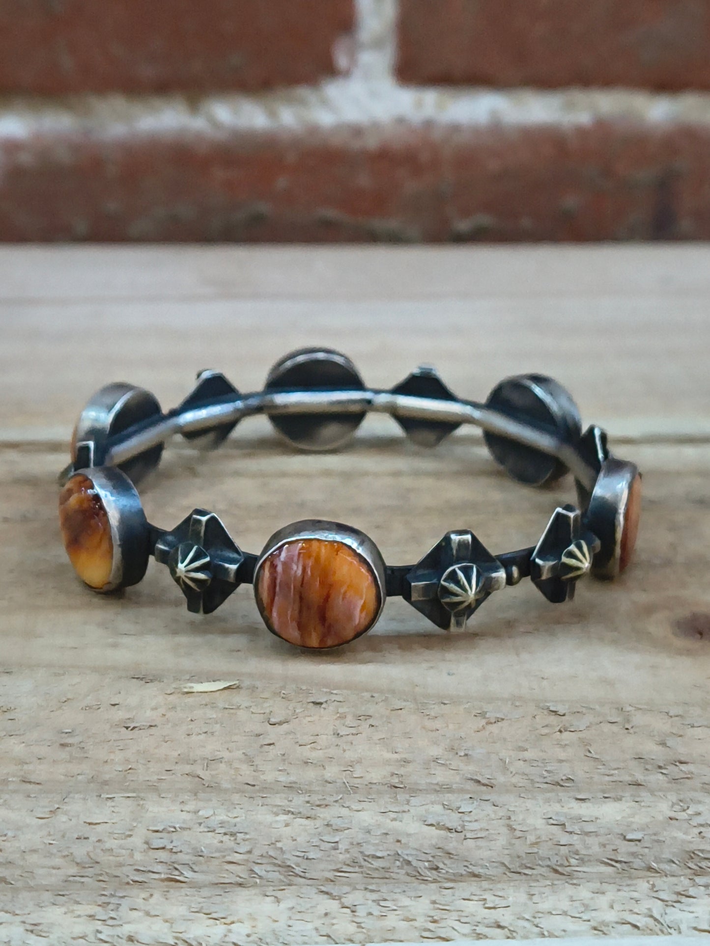8.5" Bangle with Orange Spiny Oyster by Chimney Butte, Navajo