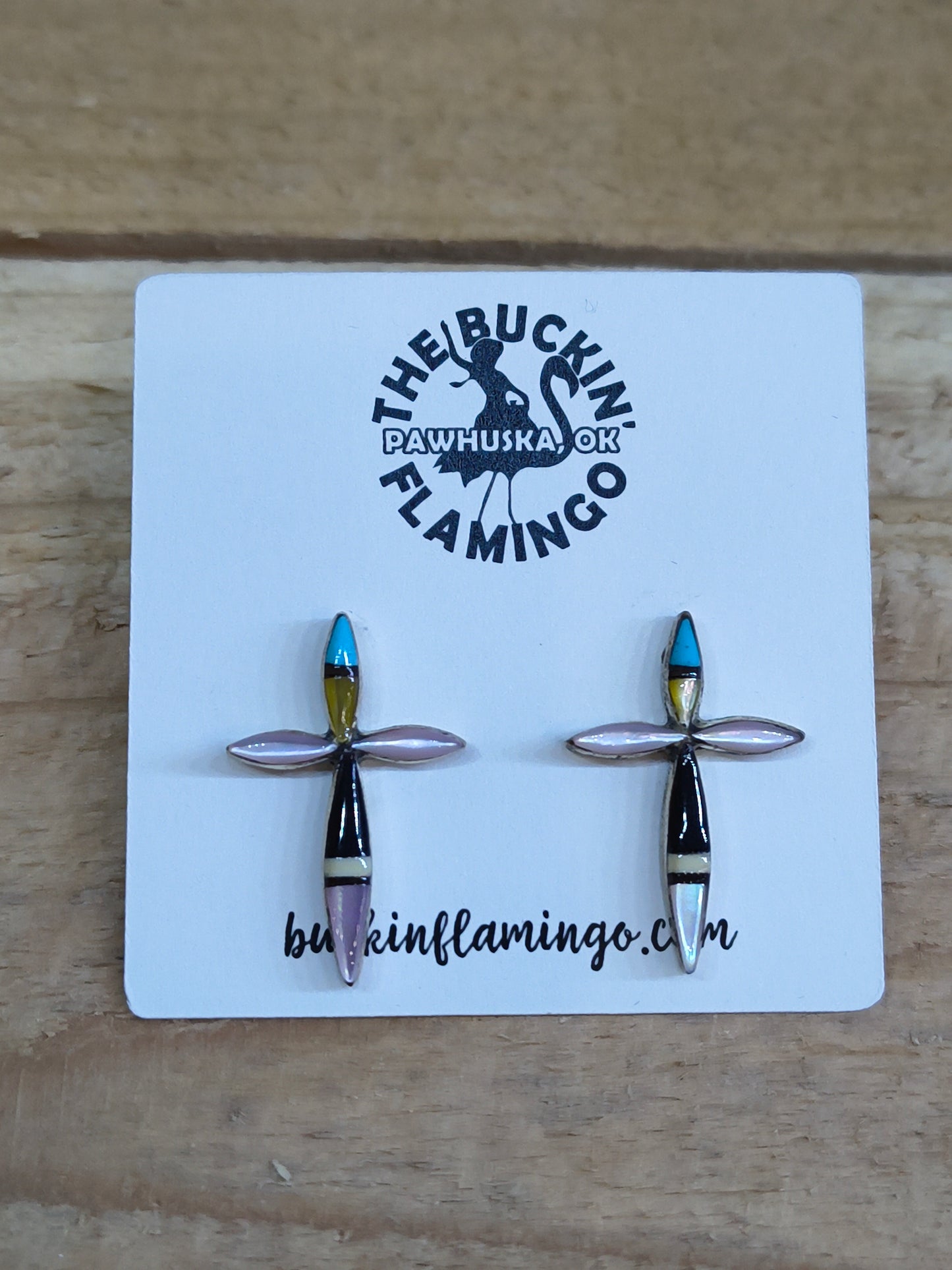 Zuni Inlay Cross Post Earrings