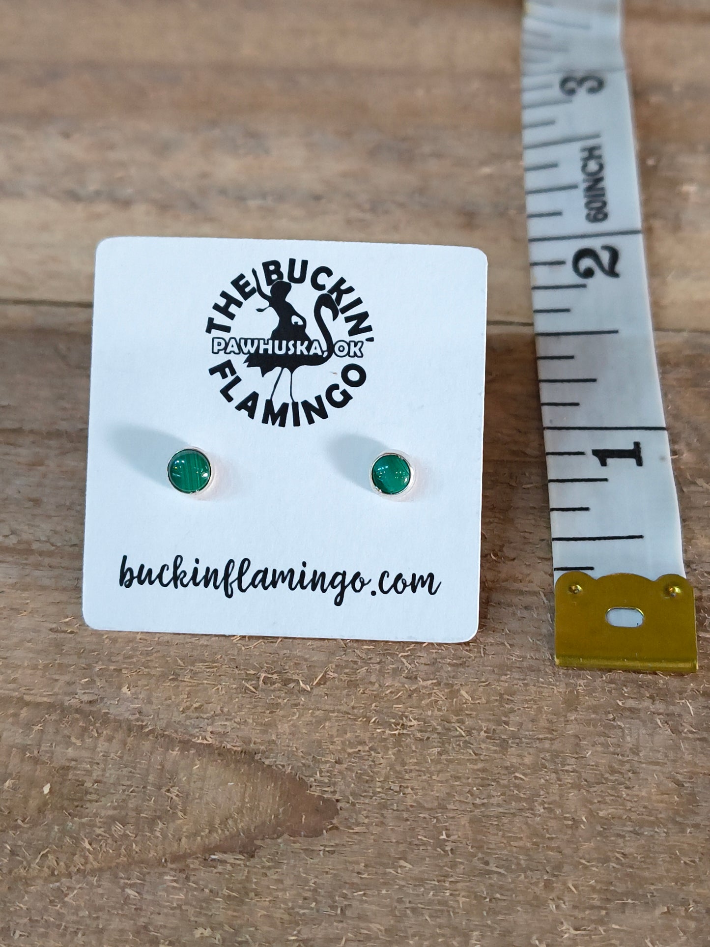 Dainty Small Malachite 4.5 mm Post Earrings