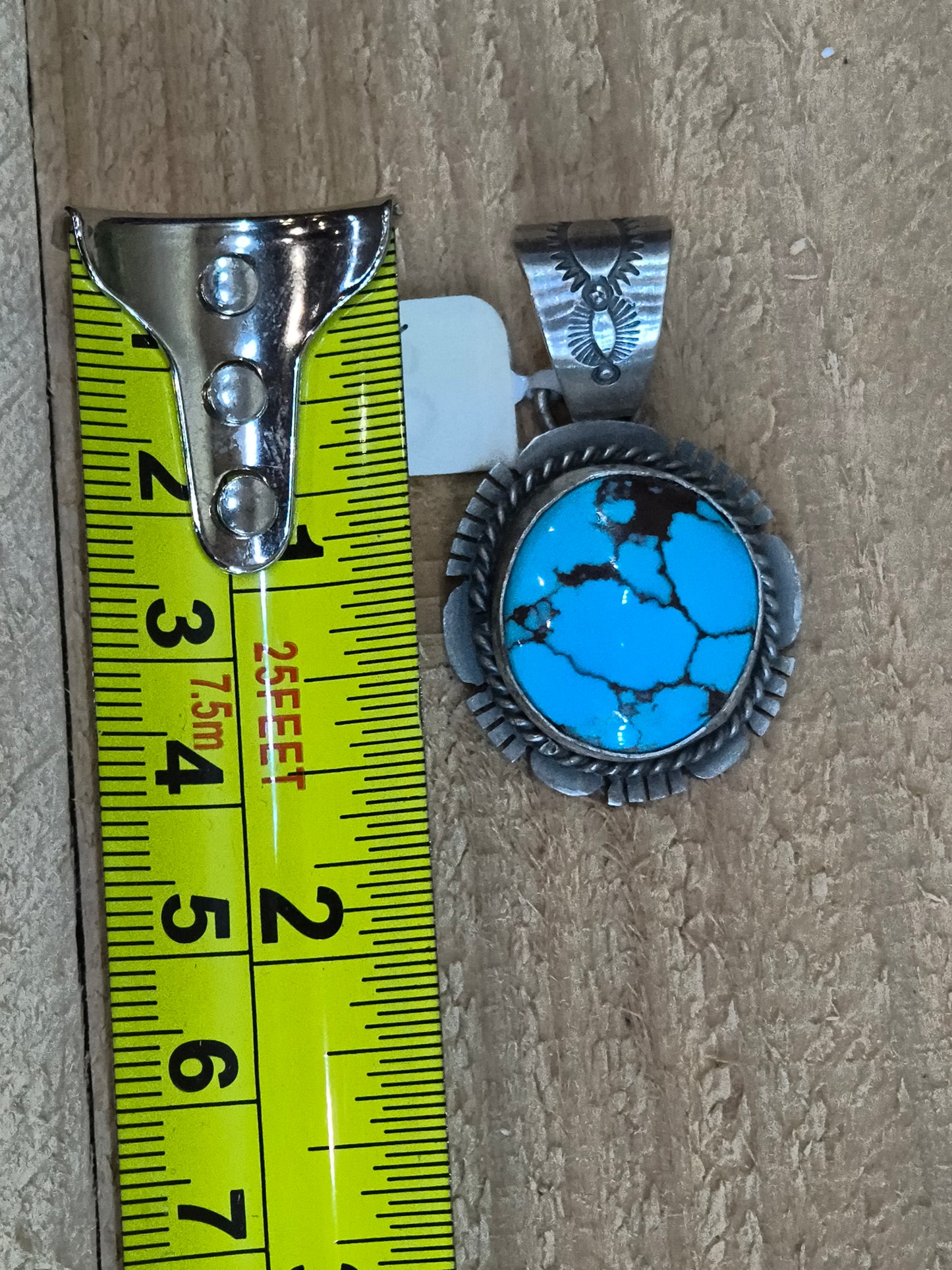 Egyptian Turquoise Pendant by John Nelson, Navajo made (10mm bale)