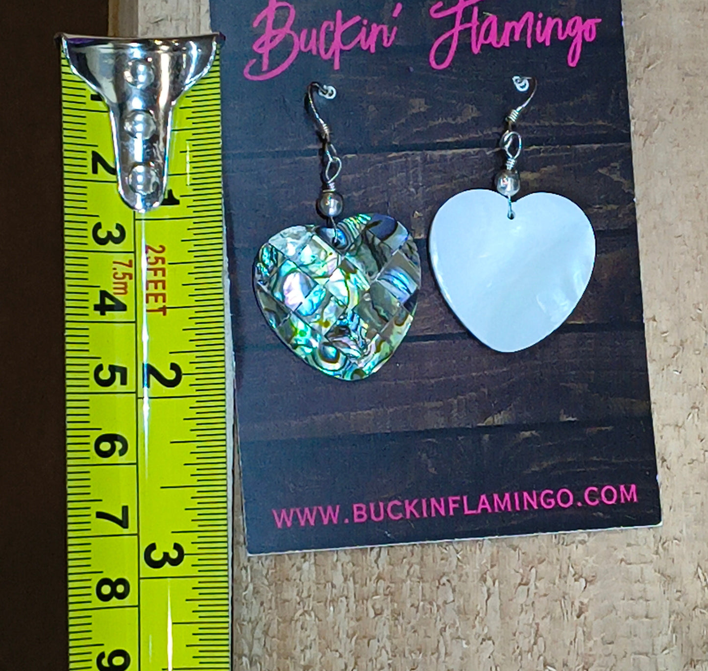 Abalone Heart Inlay Hook Earrings