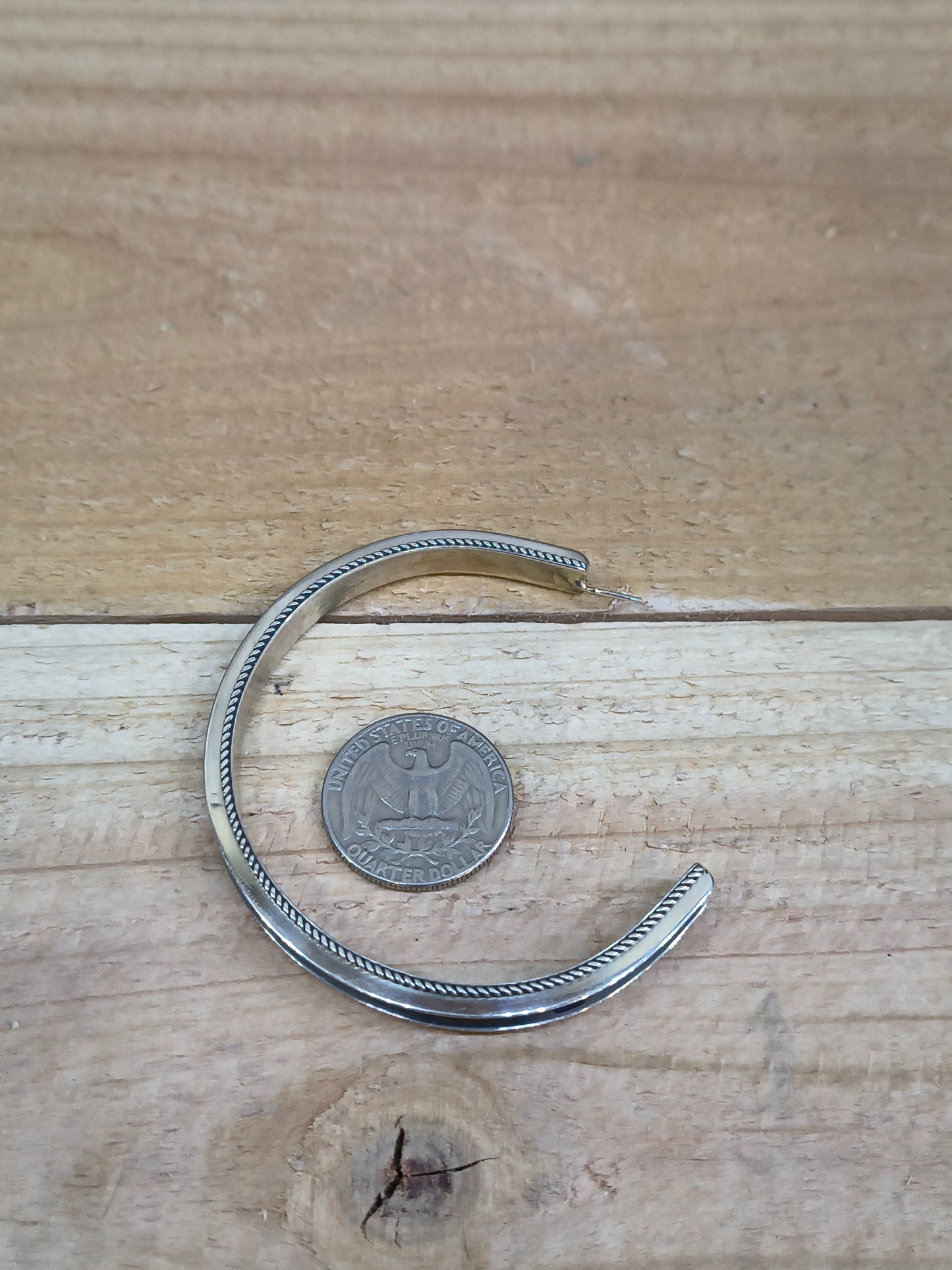 Large Sterling Silver Hoop Post Earrings by Yazzi, Navajo