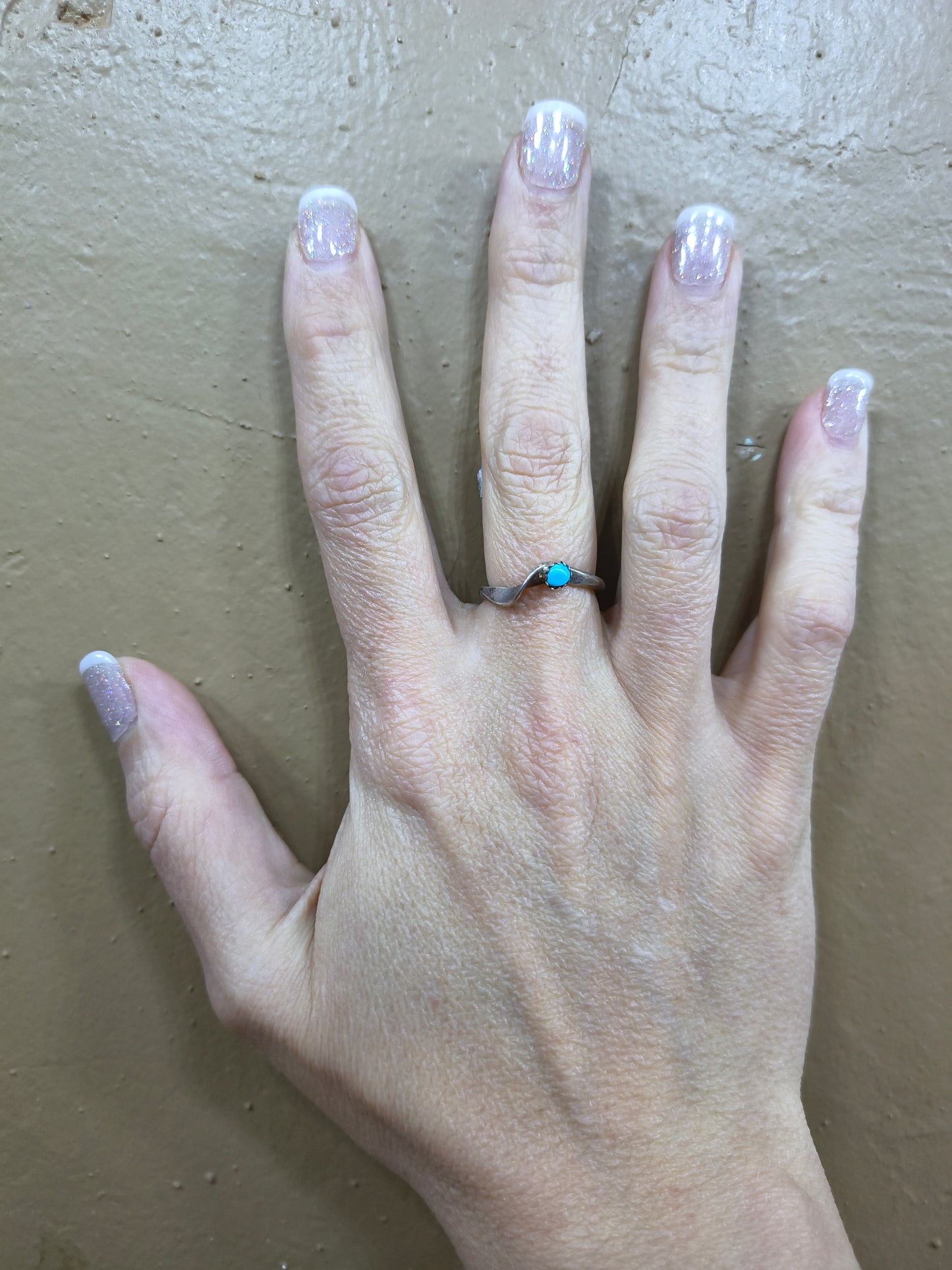 Half Silver Twist with Turquoise Stone