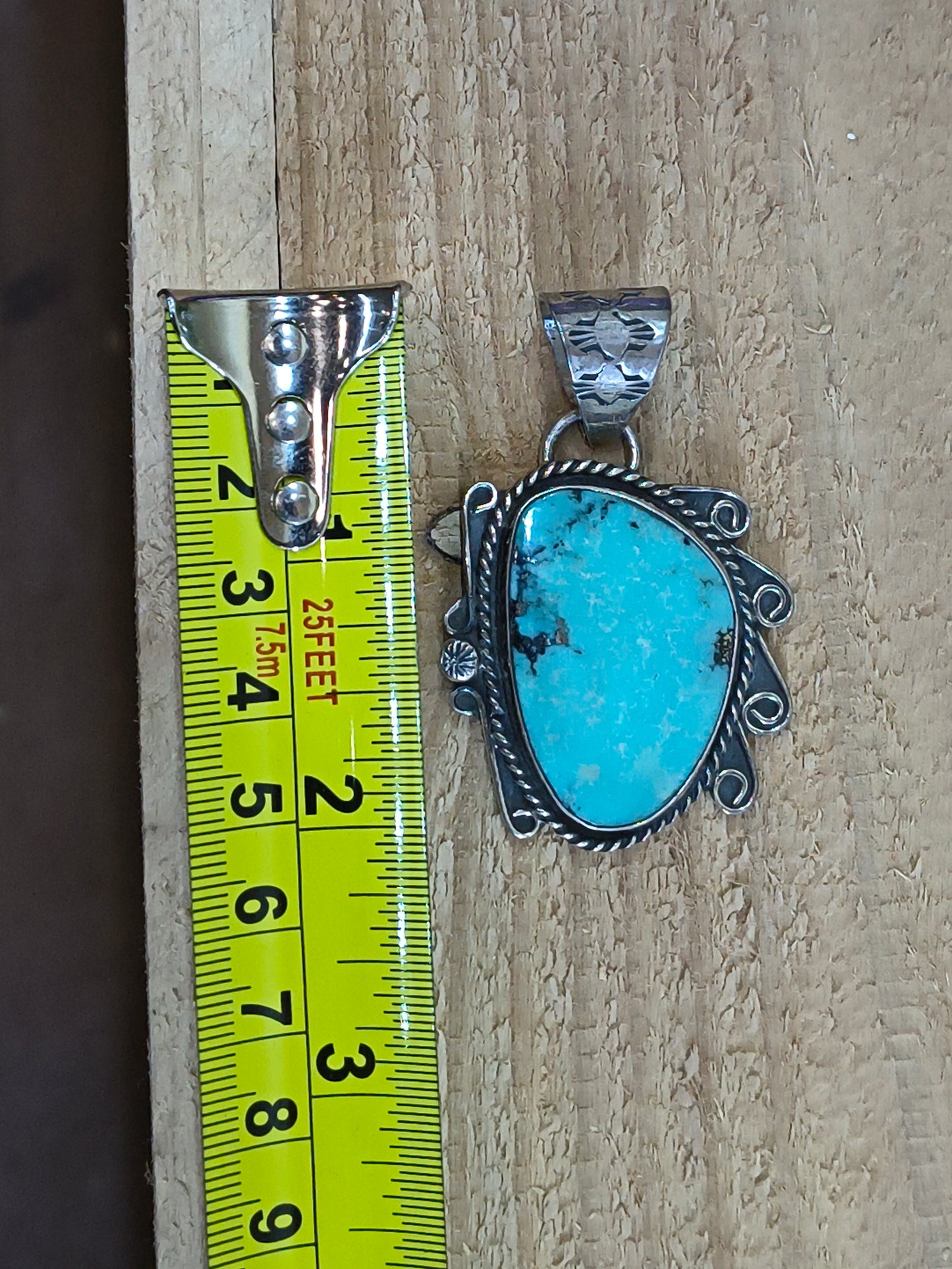 Kingman Turquoise Pendant 9mm Bail by Gilbert Nez, Navajo