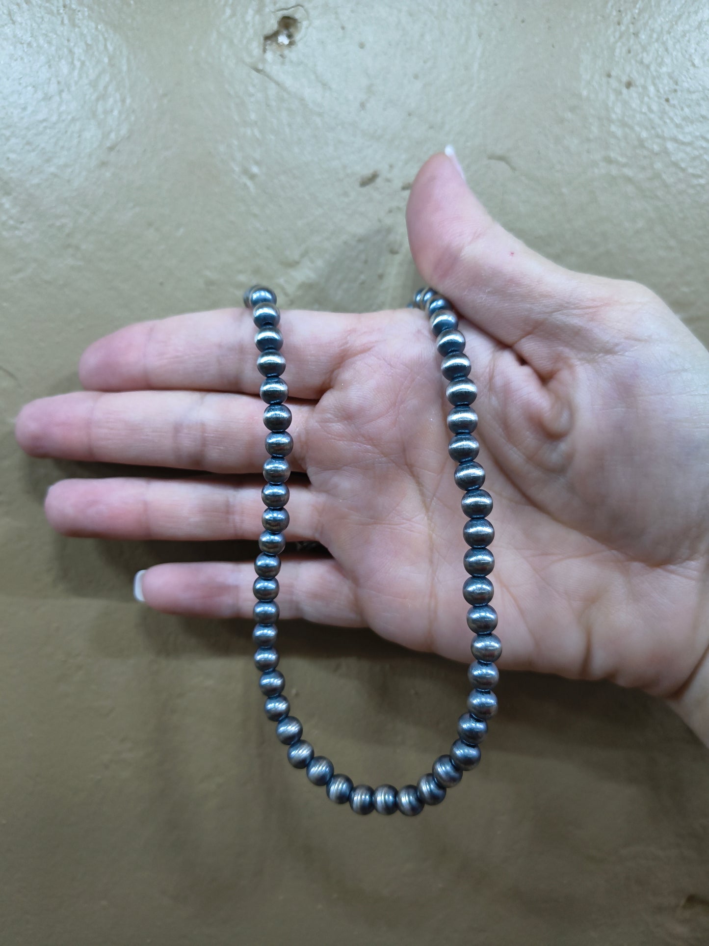 16” 6mm Navajo Style Pearls Strung by Louise Joe, Navajo