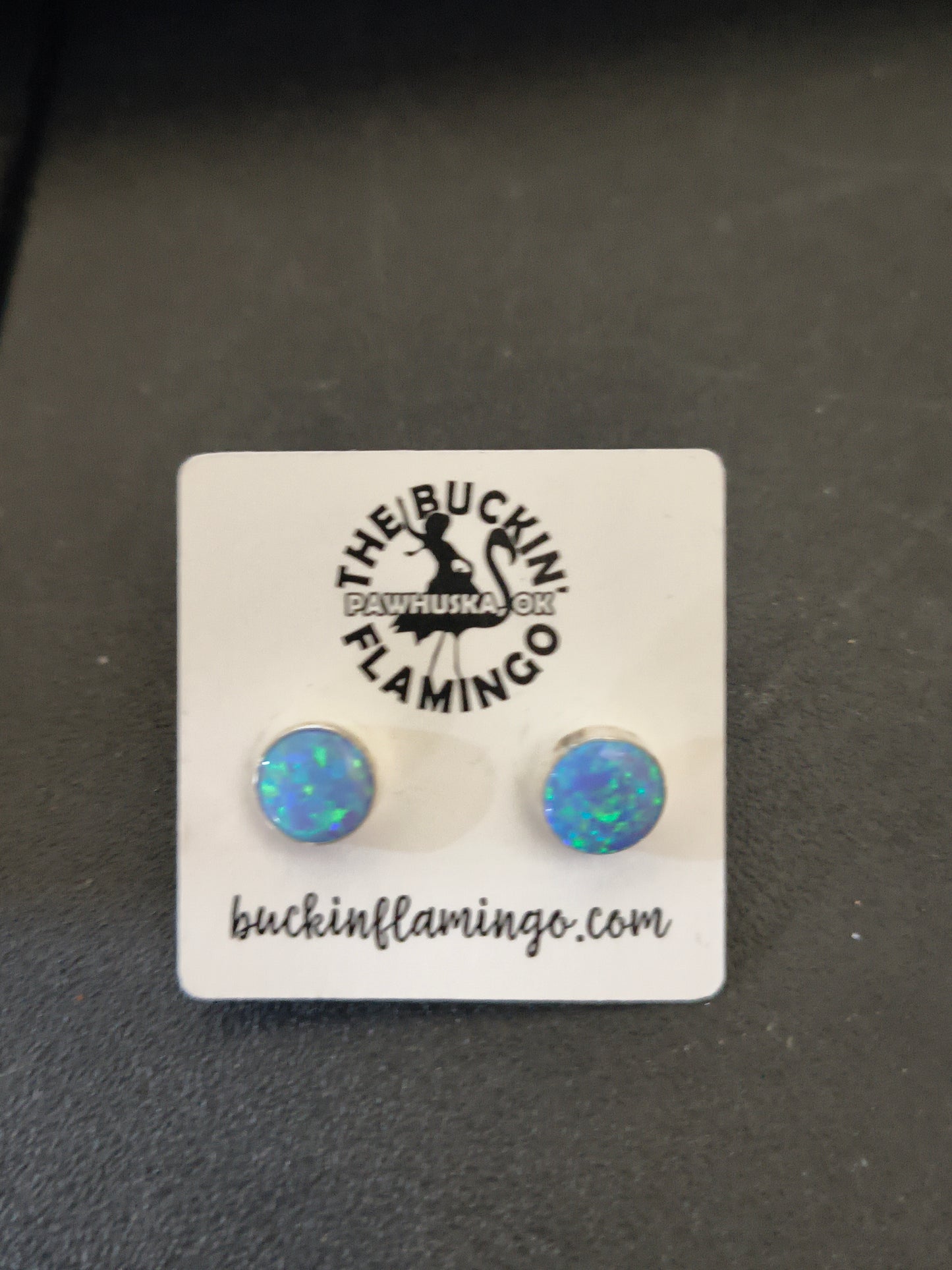 Light Blue Opal 8.5 mm Circle Post Earrings