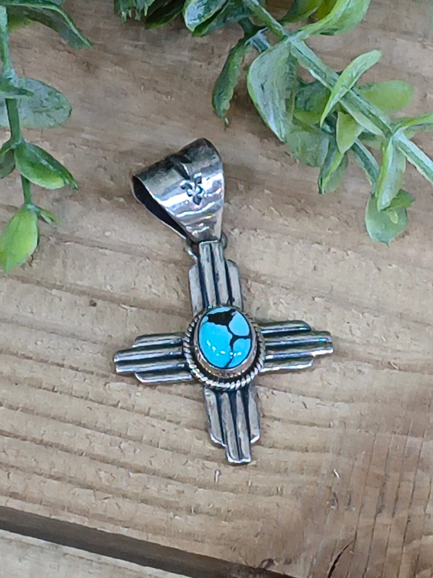 Egyptian Turquoise Zia Symbol Pendant 11mm Bail by T.