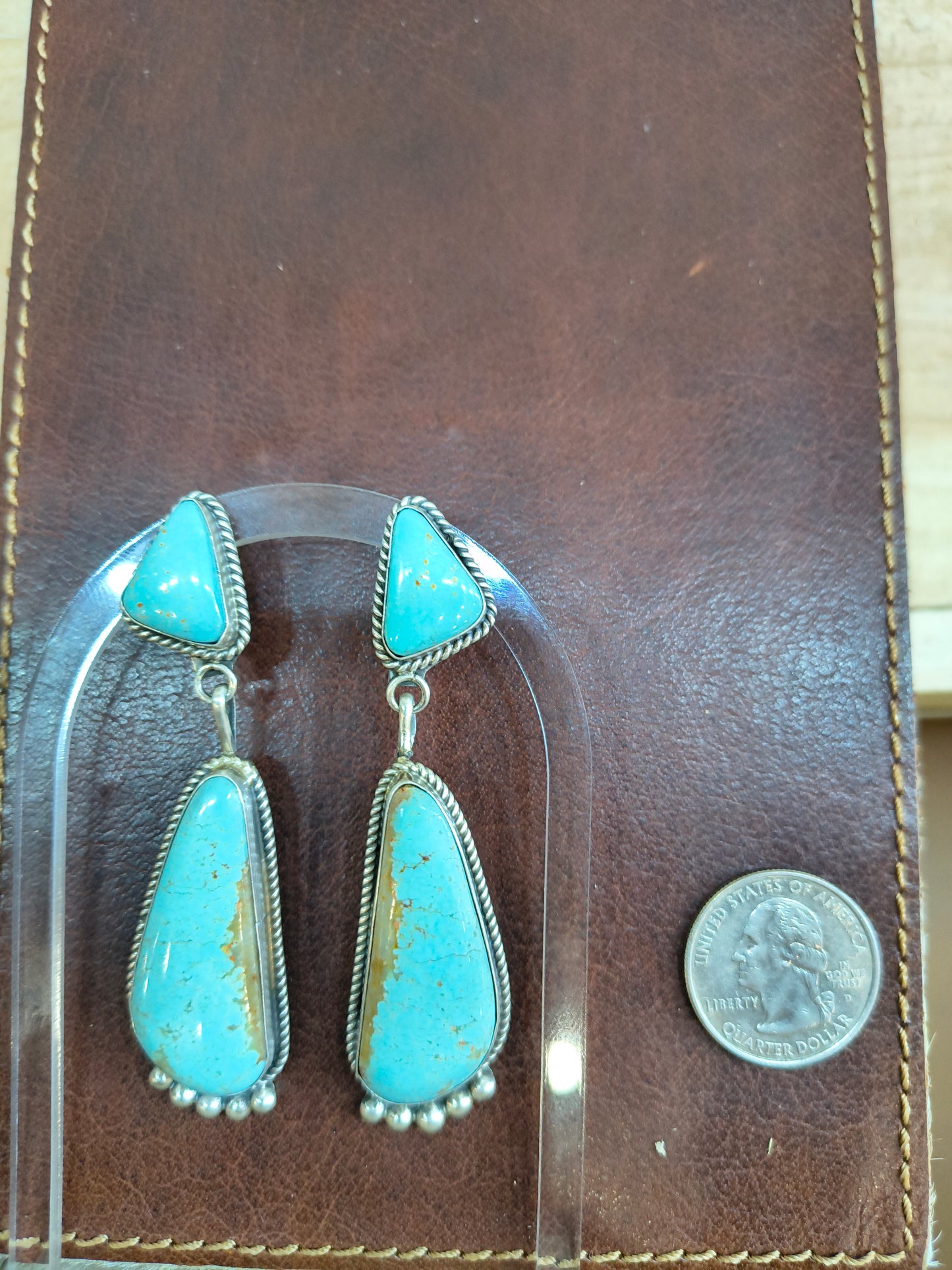 High Grade Kingman Turquoise Dangle Earrings by Judith Dixon