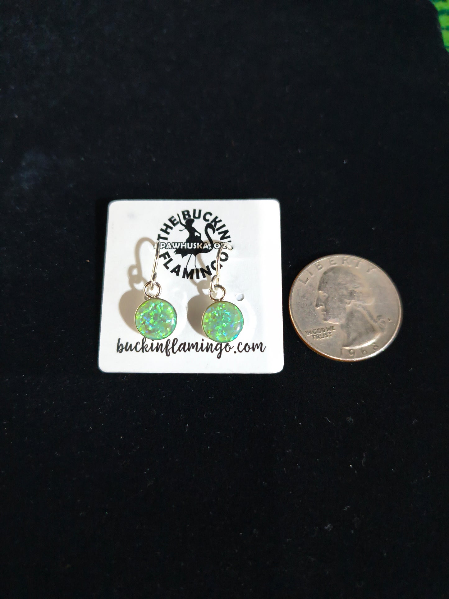 Green Opal 8.5 mm Dangling Earrings