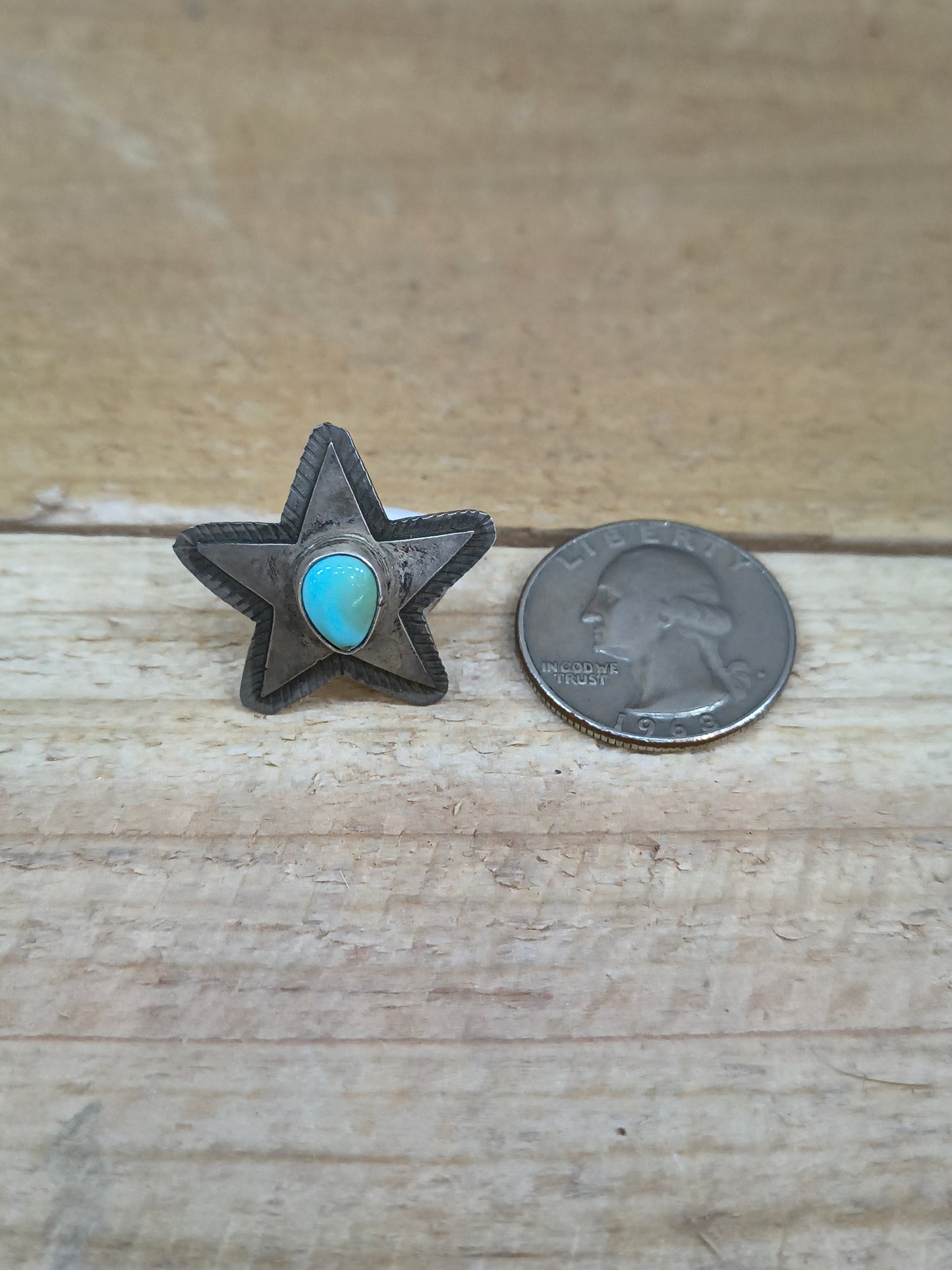 6.5 Sonoran Gold Turquoise Star Ring by Scott Skeets, Navajo