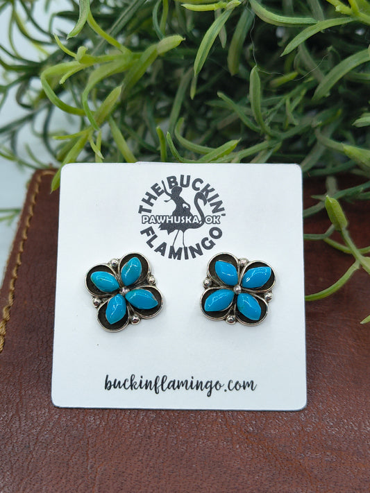 Turquoise Earrings by Kenneth Natewa & Velda Cachini, Zuni