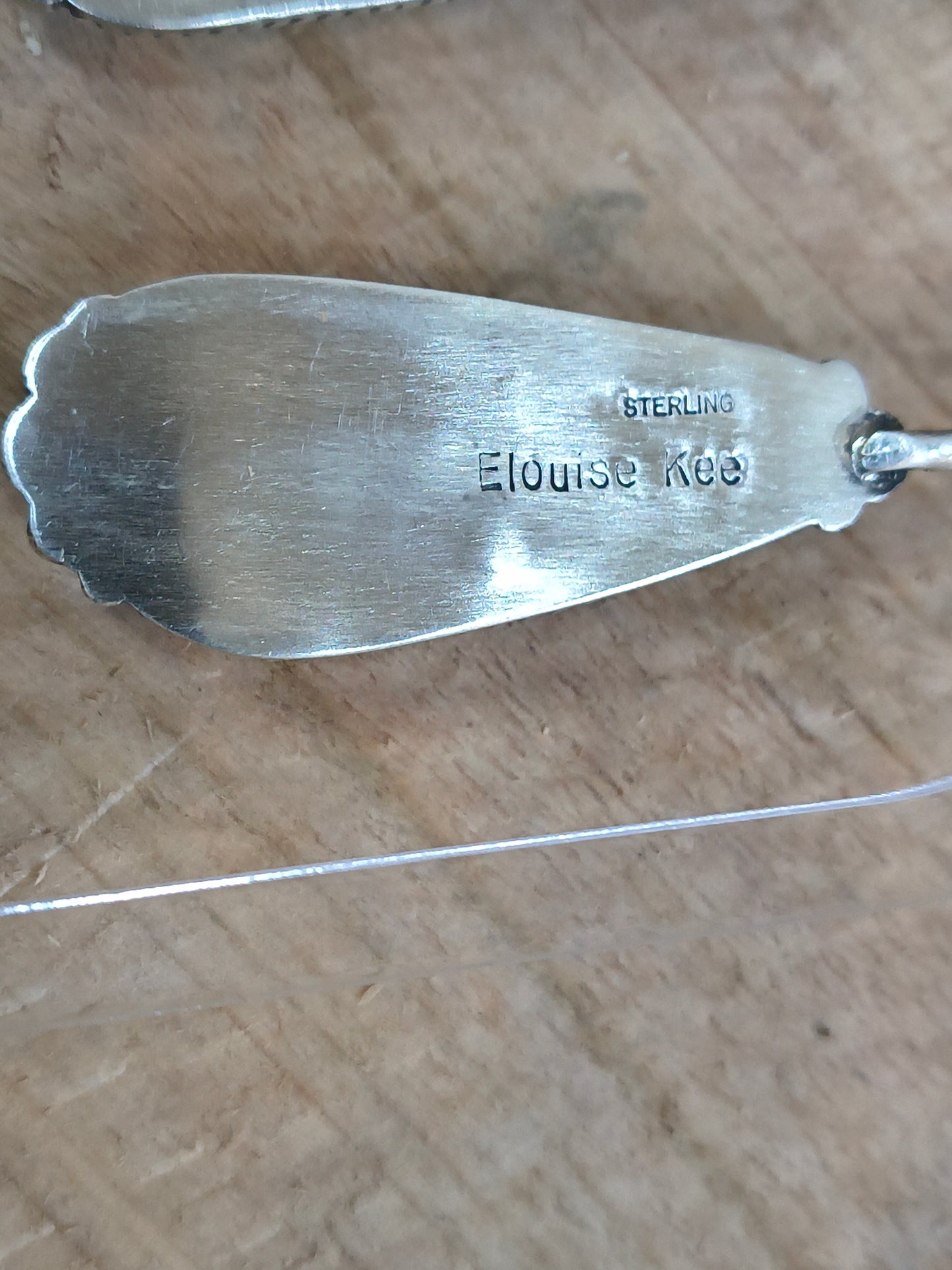 Kingman Turquoise Dangle Earrings by Elouise Kee, Navajo