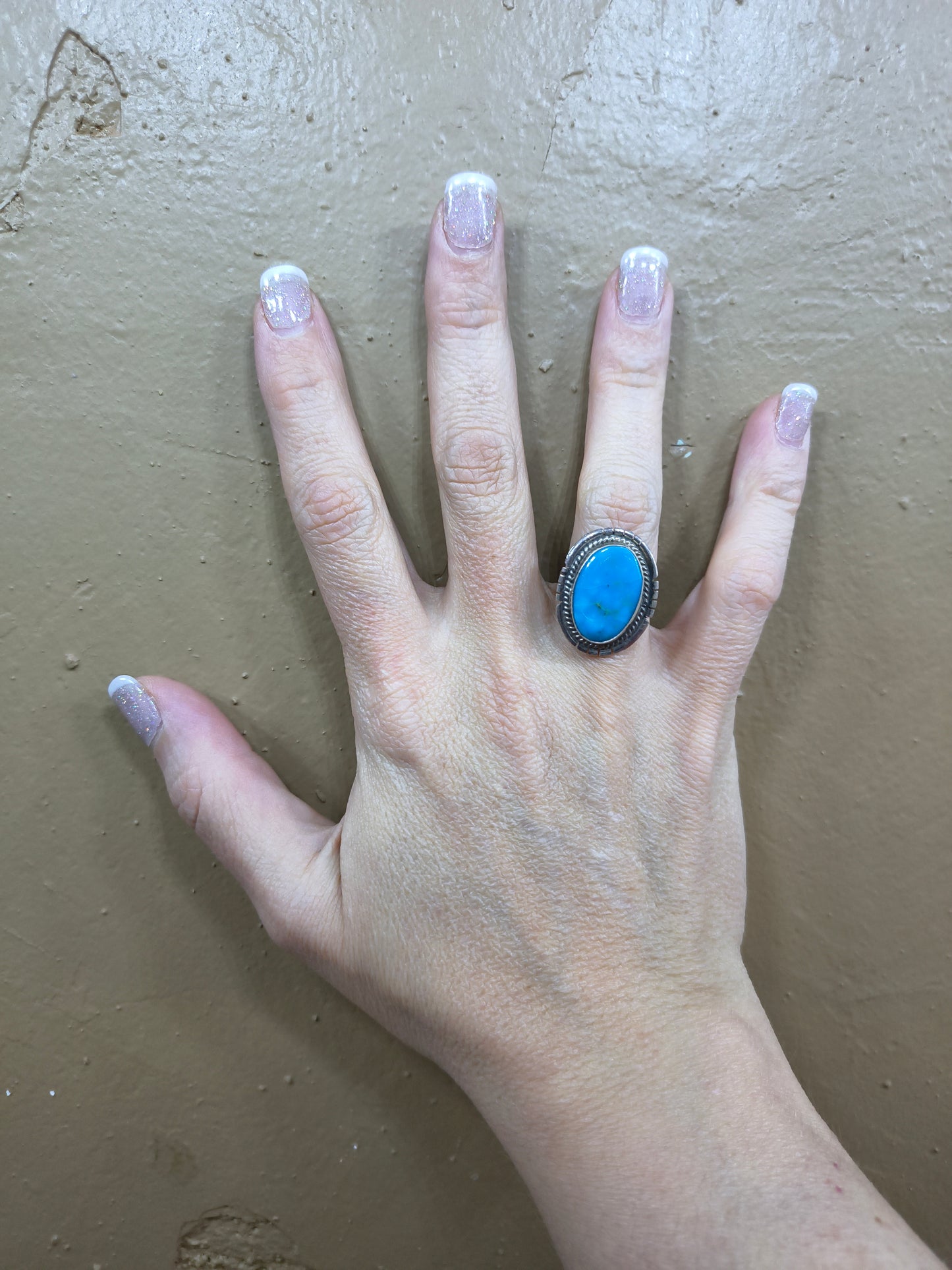 6.5 Kingman Turquoise Ring by Peggy Skeets, Navajo