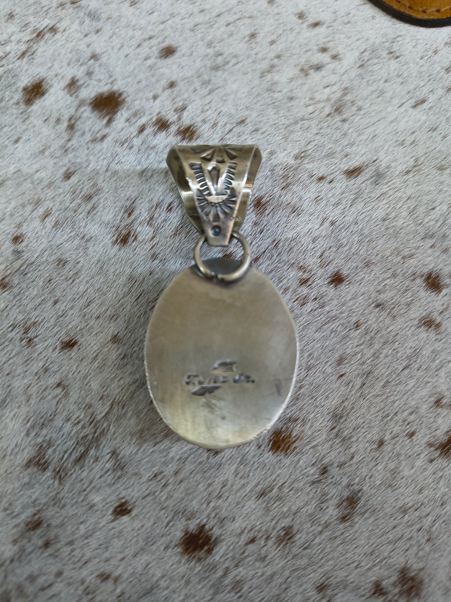 Elisa Turquoise Pendant by T. Nez, Sr., Navajo made (13.5mm bail)