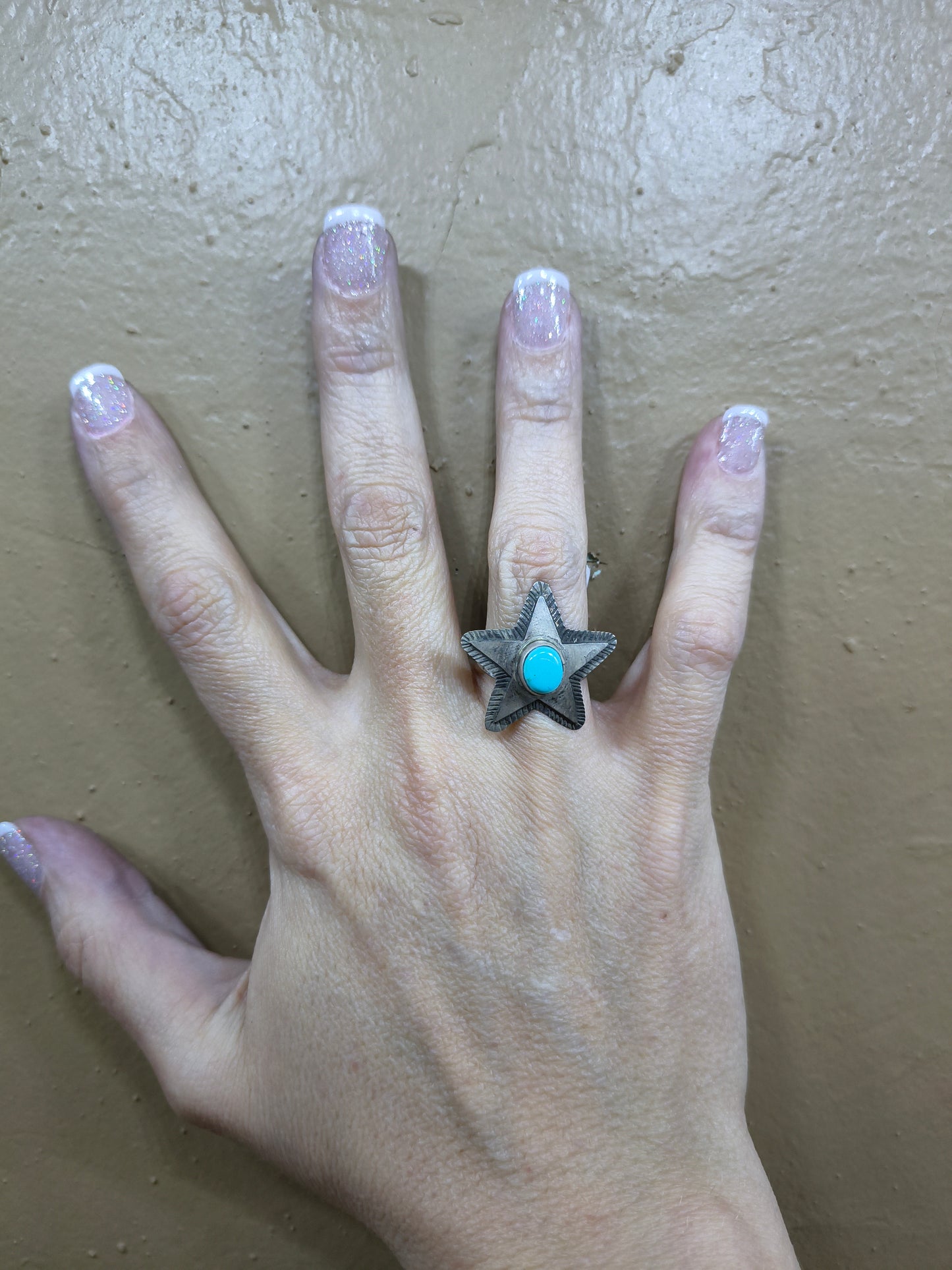 6.5 Turquoise Star Ring by Scott Skeets, Navajo