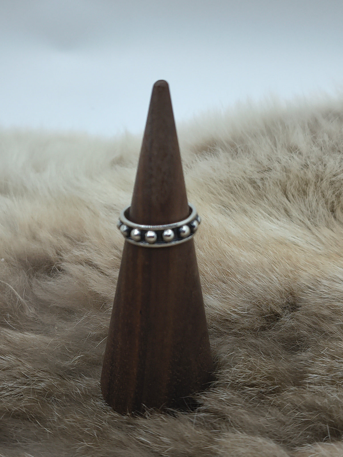 7.5 3mm Silver Dot Ring 5mm Wide