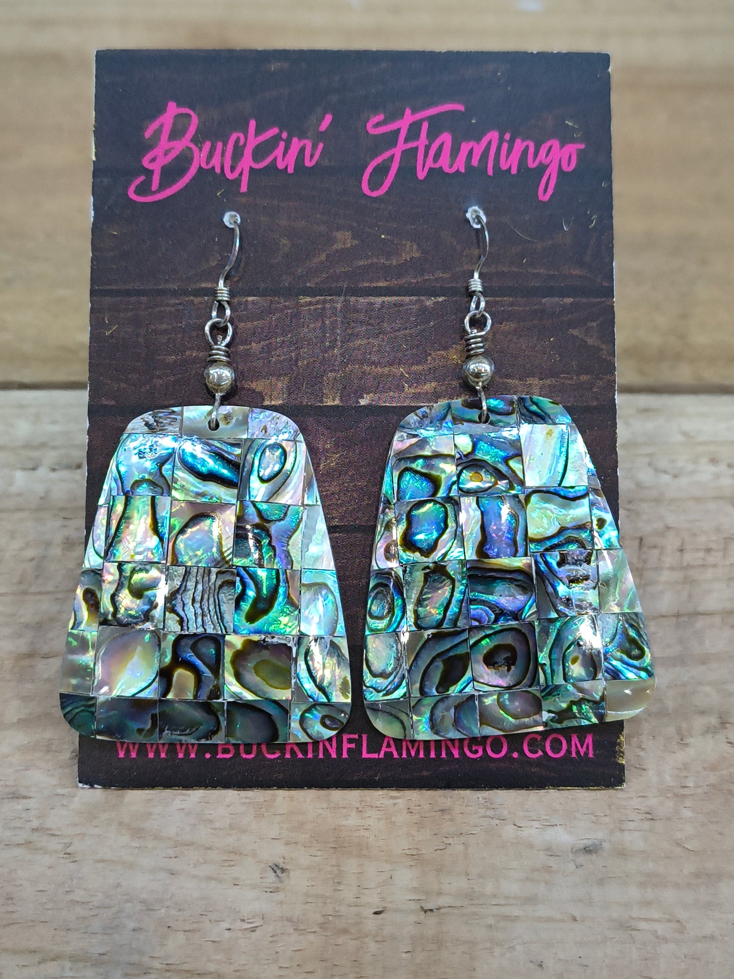 Abalone Inlay Hook Earrings