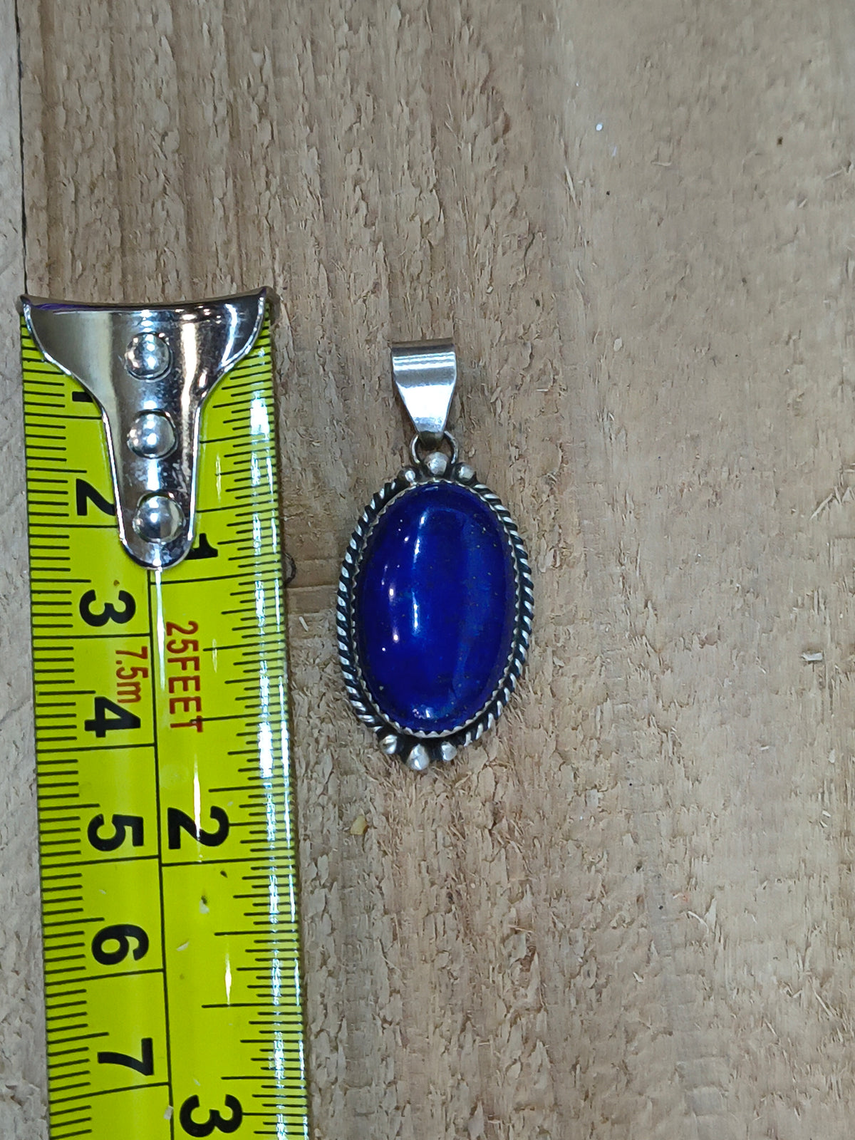 Lapis Oval Pendant with a 5mm Bail by Freda Martinez, Navajo