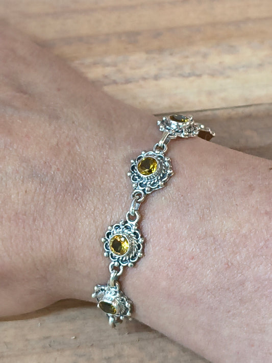 6"-7 1/4" Citrine Bracelet by Charlene Yazzie, Navajo