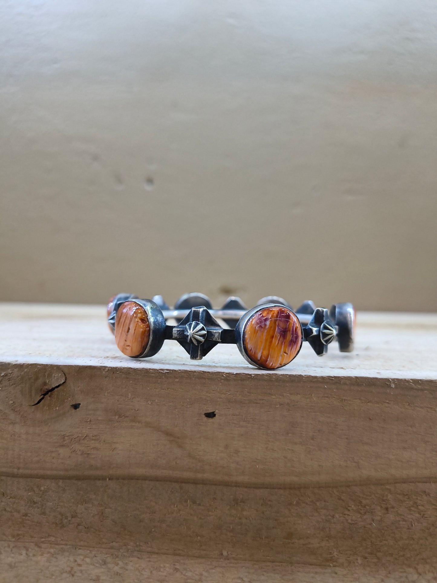 8.5" Bangle with Orange Spiny Oyster by Chimney Butte, Navajo