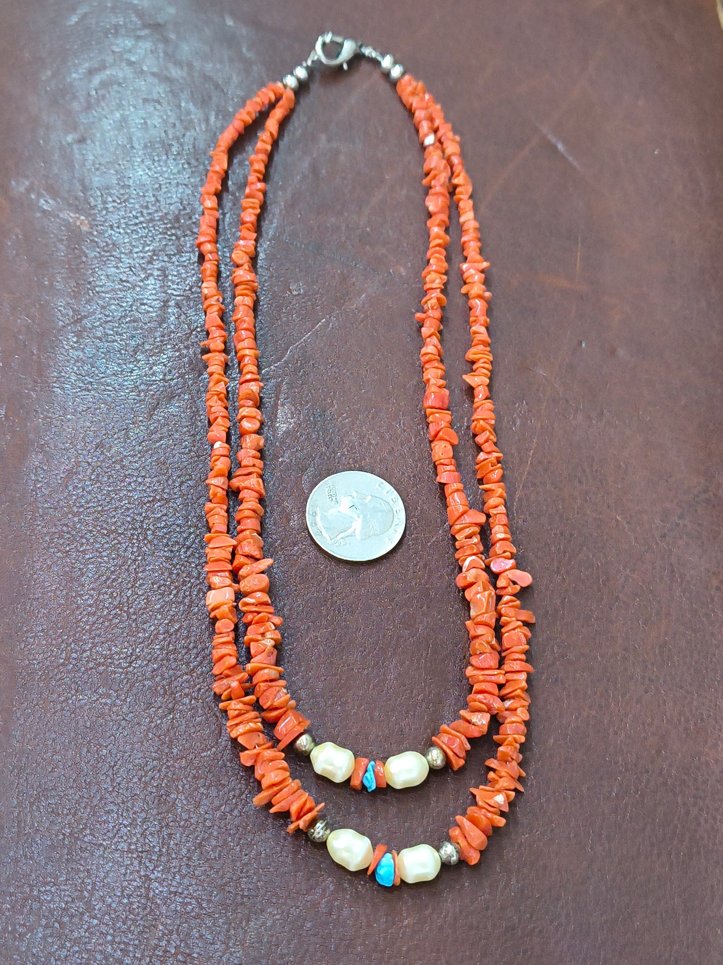 Coral, Turquoise and Freshwater Pearls