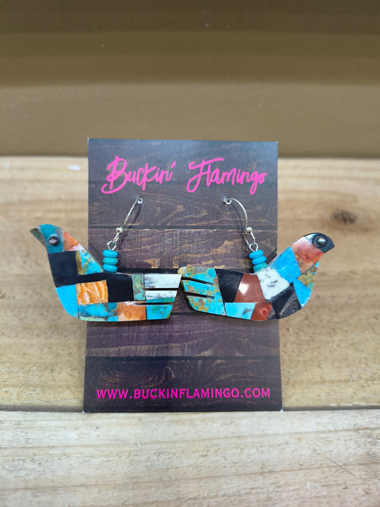 Lapidary Bird Dangle Earrings by Jolene Bird