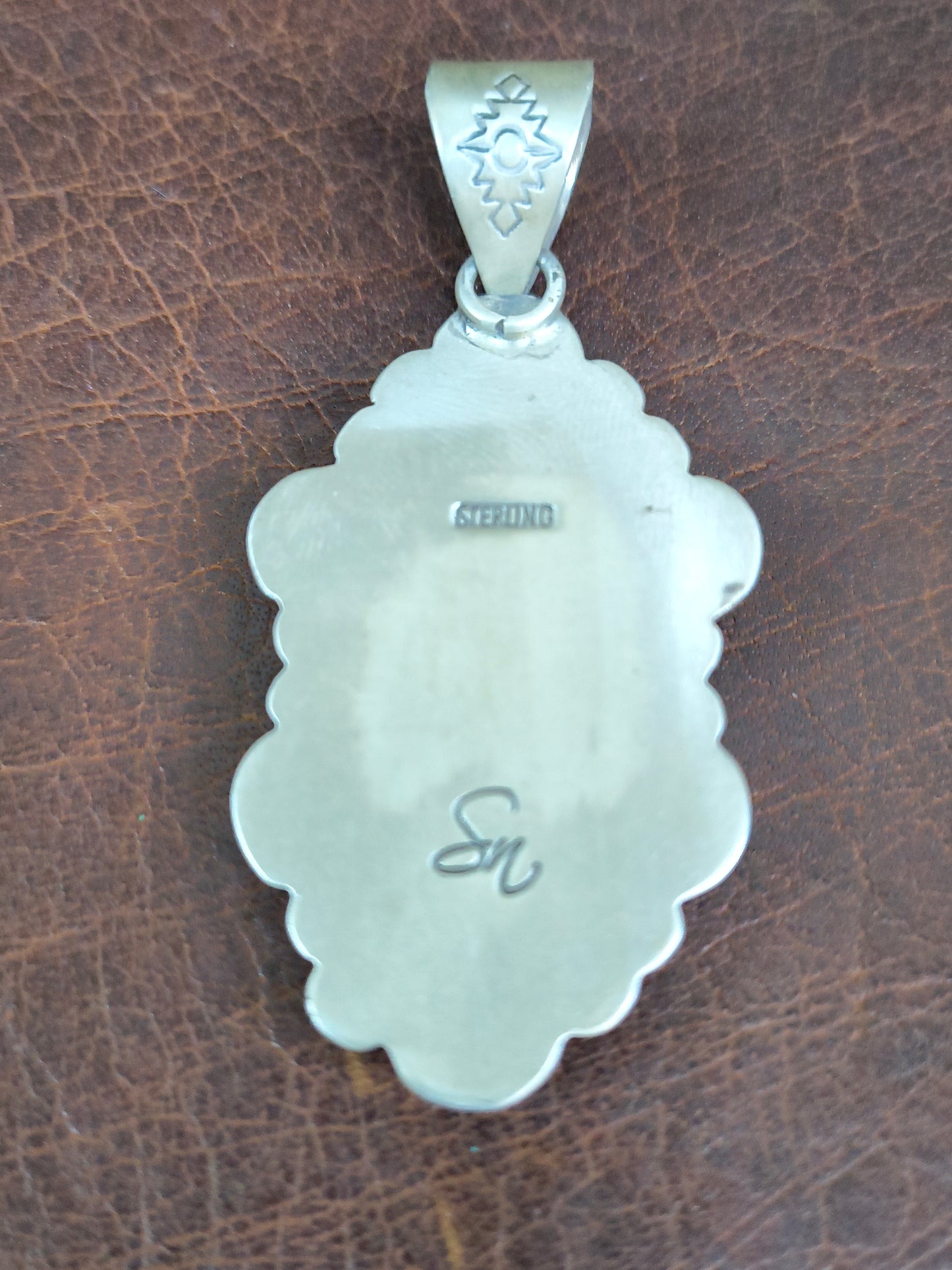Slender Oval Kingman Turquoise Pendant 10mm Bail by Steven Nez, Navajo