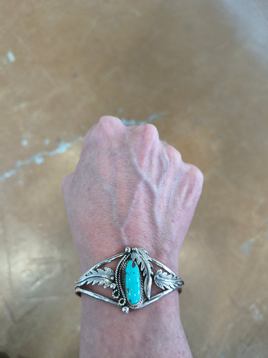 5.25"-6.75"  Turquoise Cuff By Andrew Vandever, Navajo