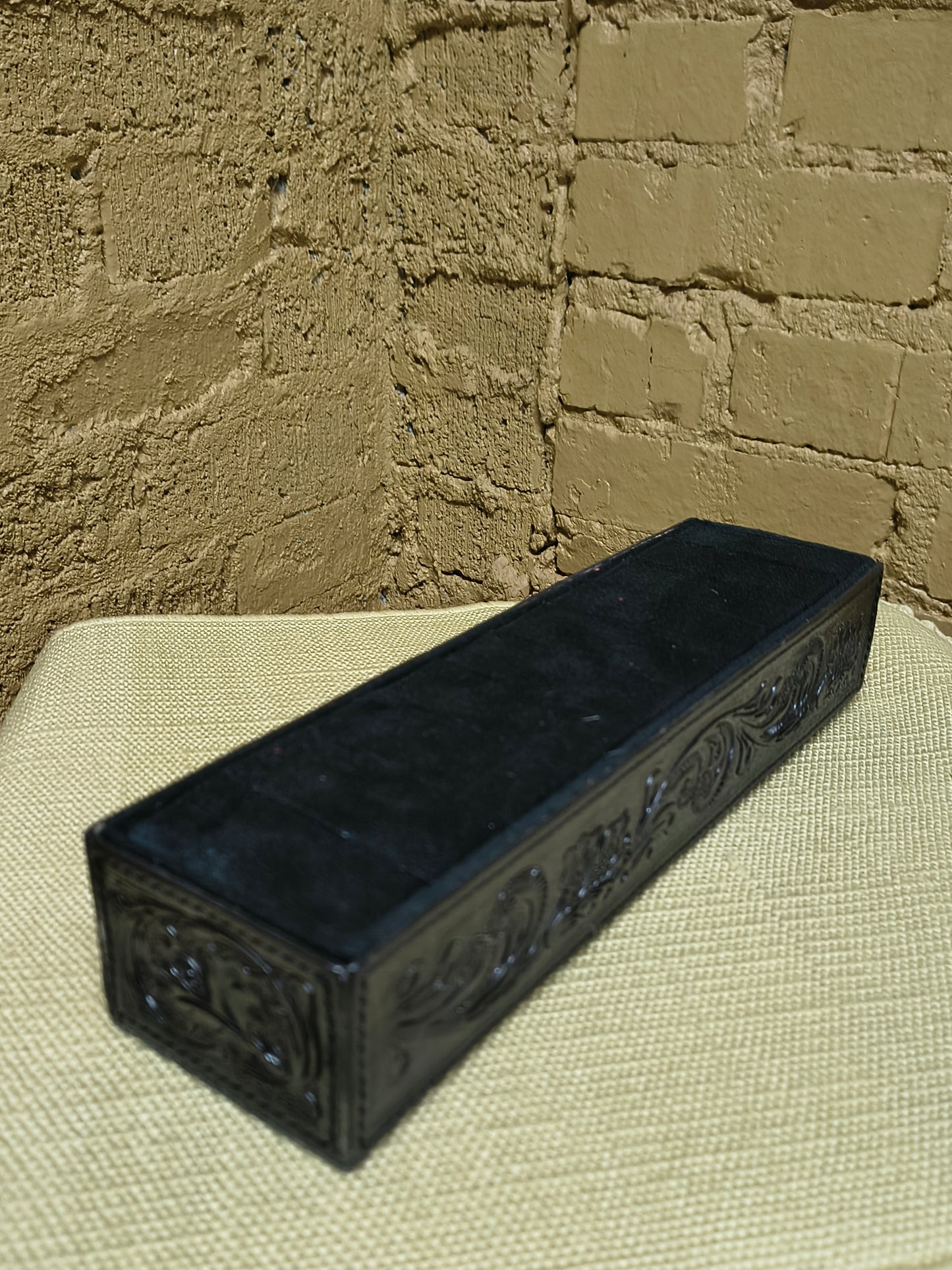 Small Tooled Leather Ring Display Box