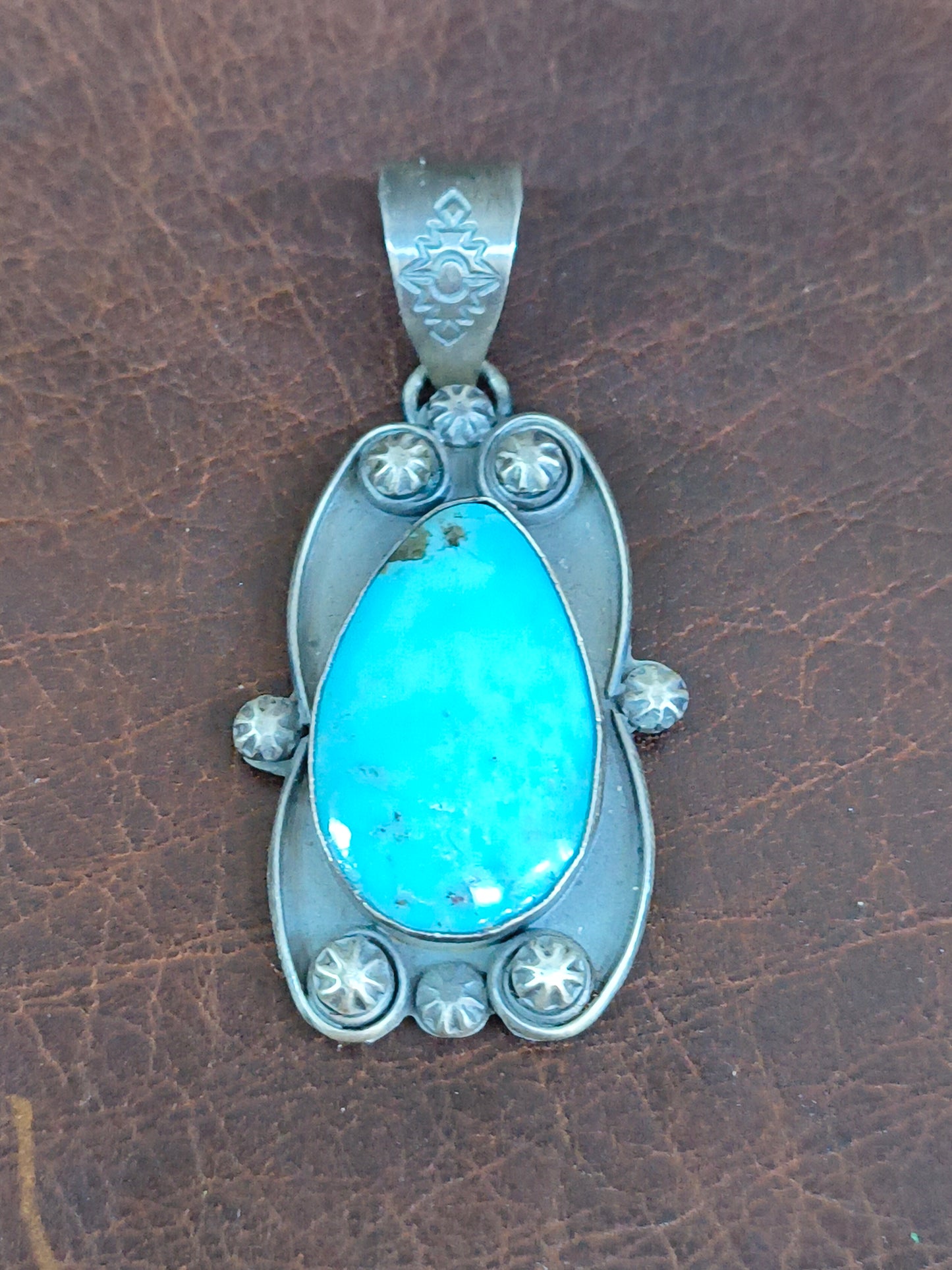 Teardrop Kingman Turquoise Pendant 11mm Bail by Steven Nez, Navajo