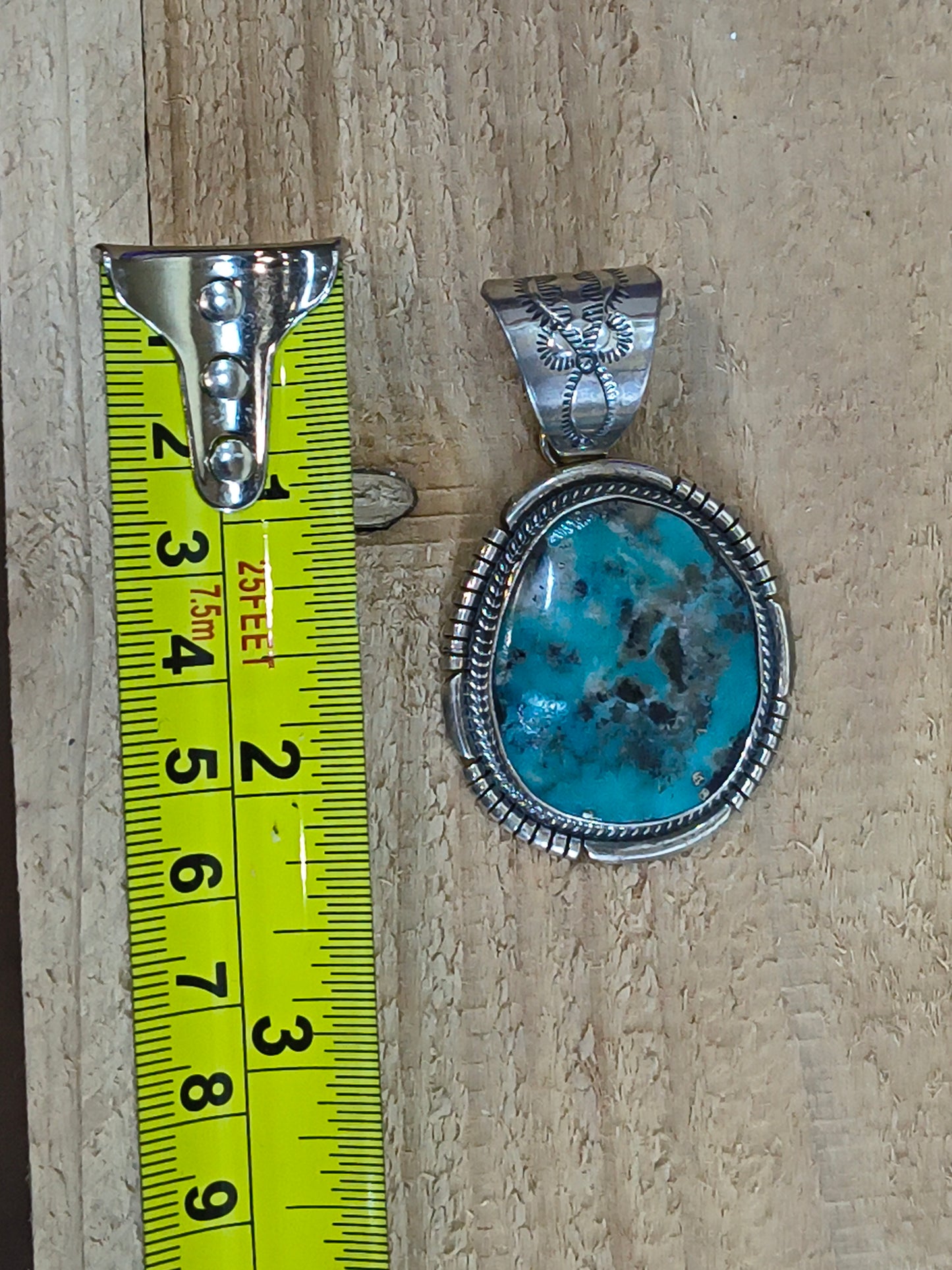 Campitos Turquoise Pendant 13mm Bail by John Nelson, Navajo