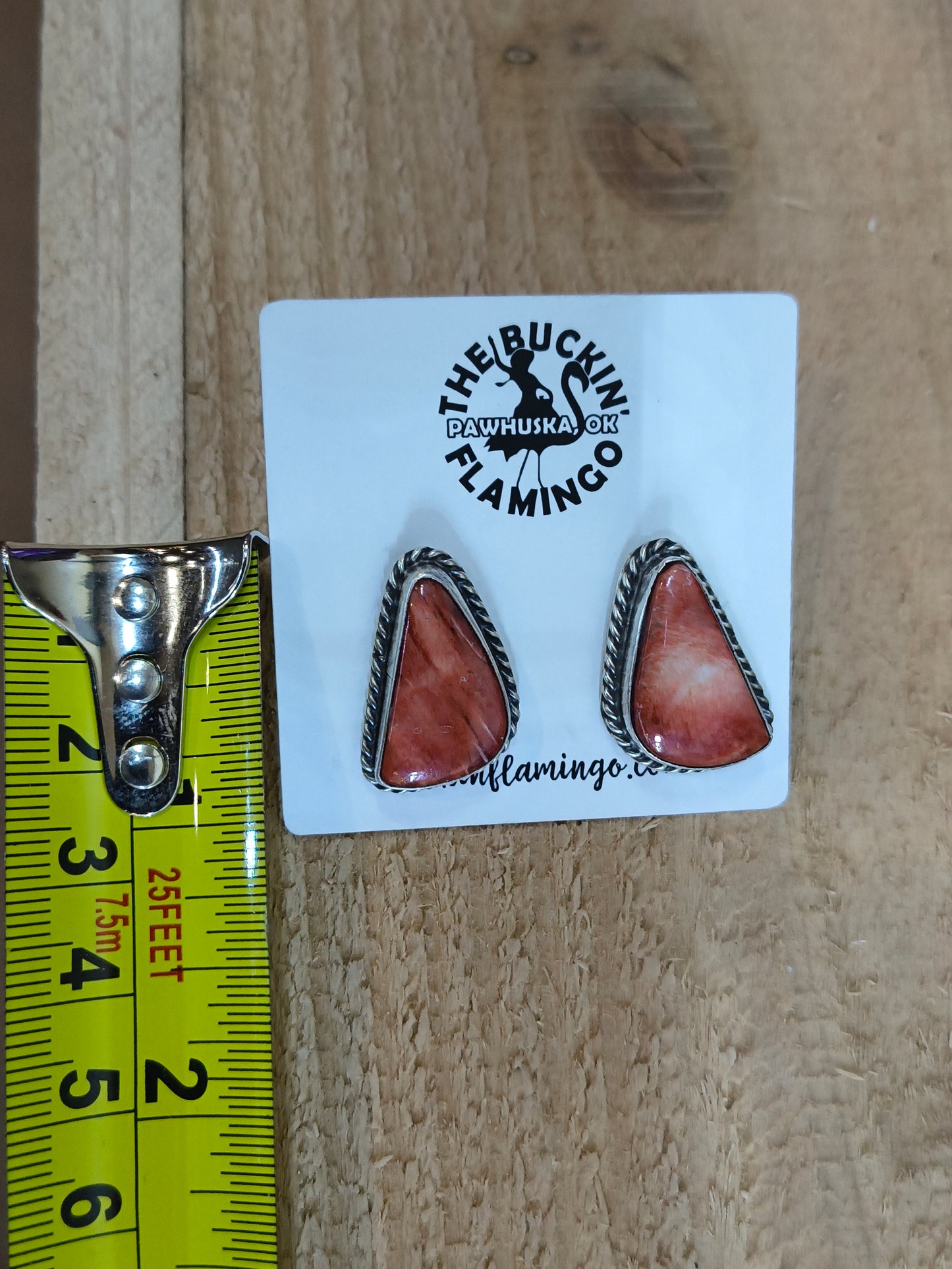Spiny Oyster Shell Post Earrings by Chassity Belone, Navajo