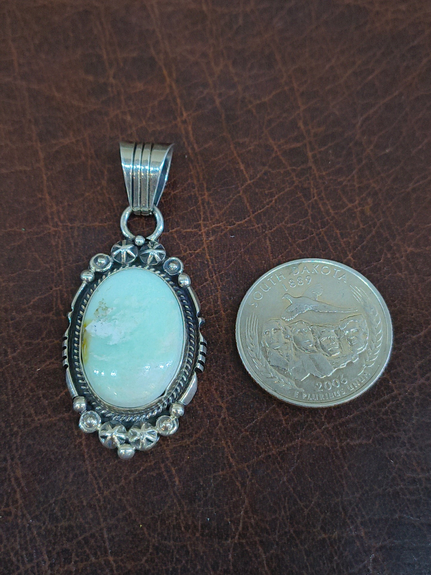 Palomino Turquoise Pendant with a 7mm Bale by Daniel Benally, Navajo