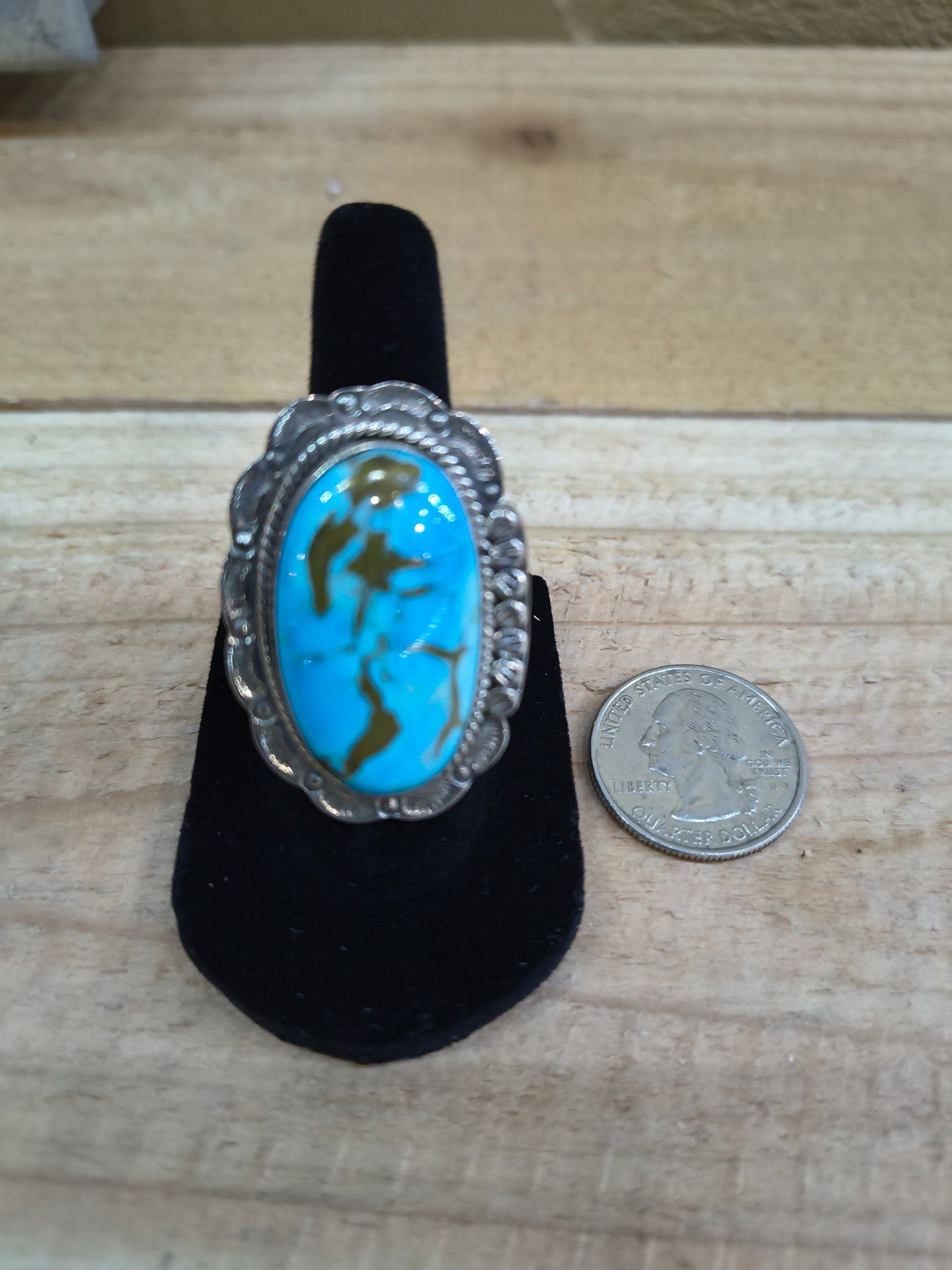 7 Kingman Turquoise Ring by Gilbert Platero, Navajo