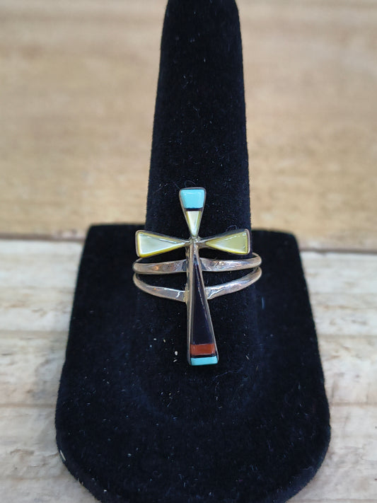 7.5 Zuni Cross Inlay Ring