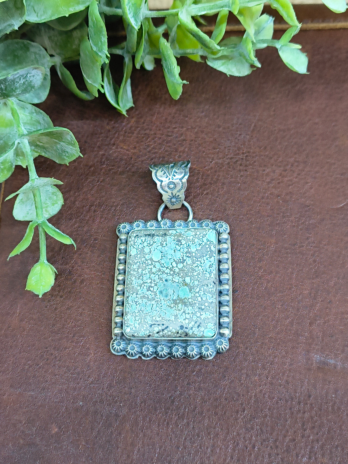 Tree Frog Turquoise Square Pendant with an 8.3mm Bail by Kevin Begay, Navajo