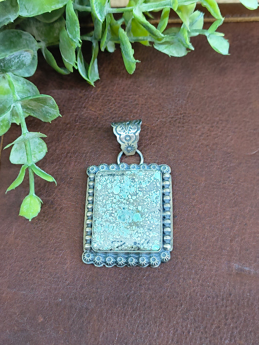 Tree Frog Turquoise Square Pendant with an 8.3mm Bail by Kevin Begay, Navajo