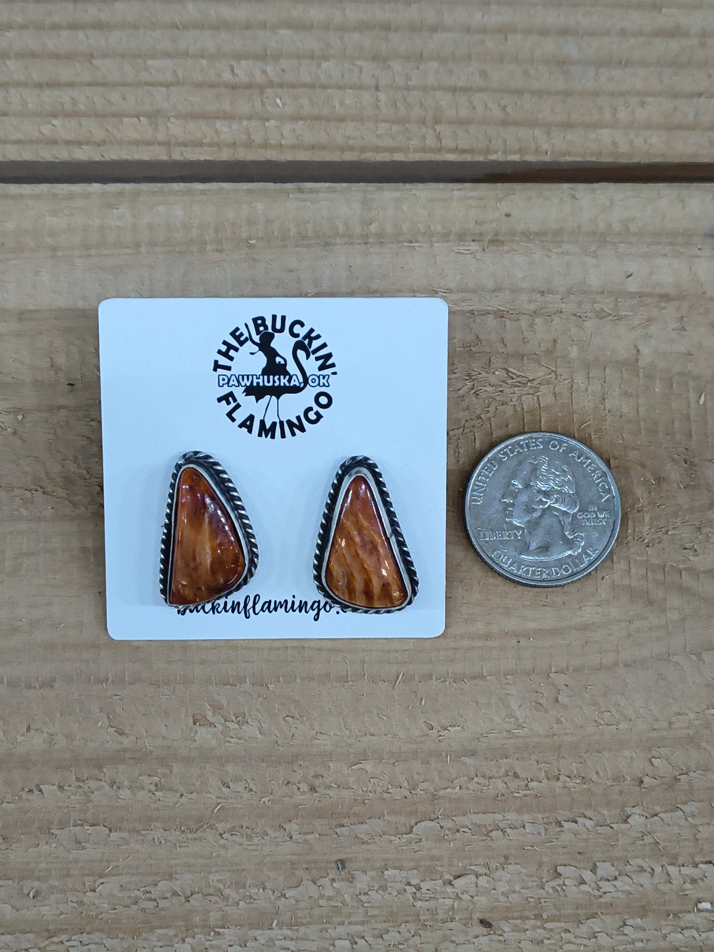 Spiny Oyster Shell Post Earrings by Chassity Belone, Navajo