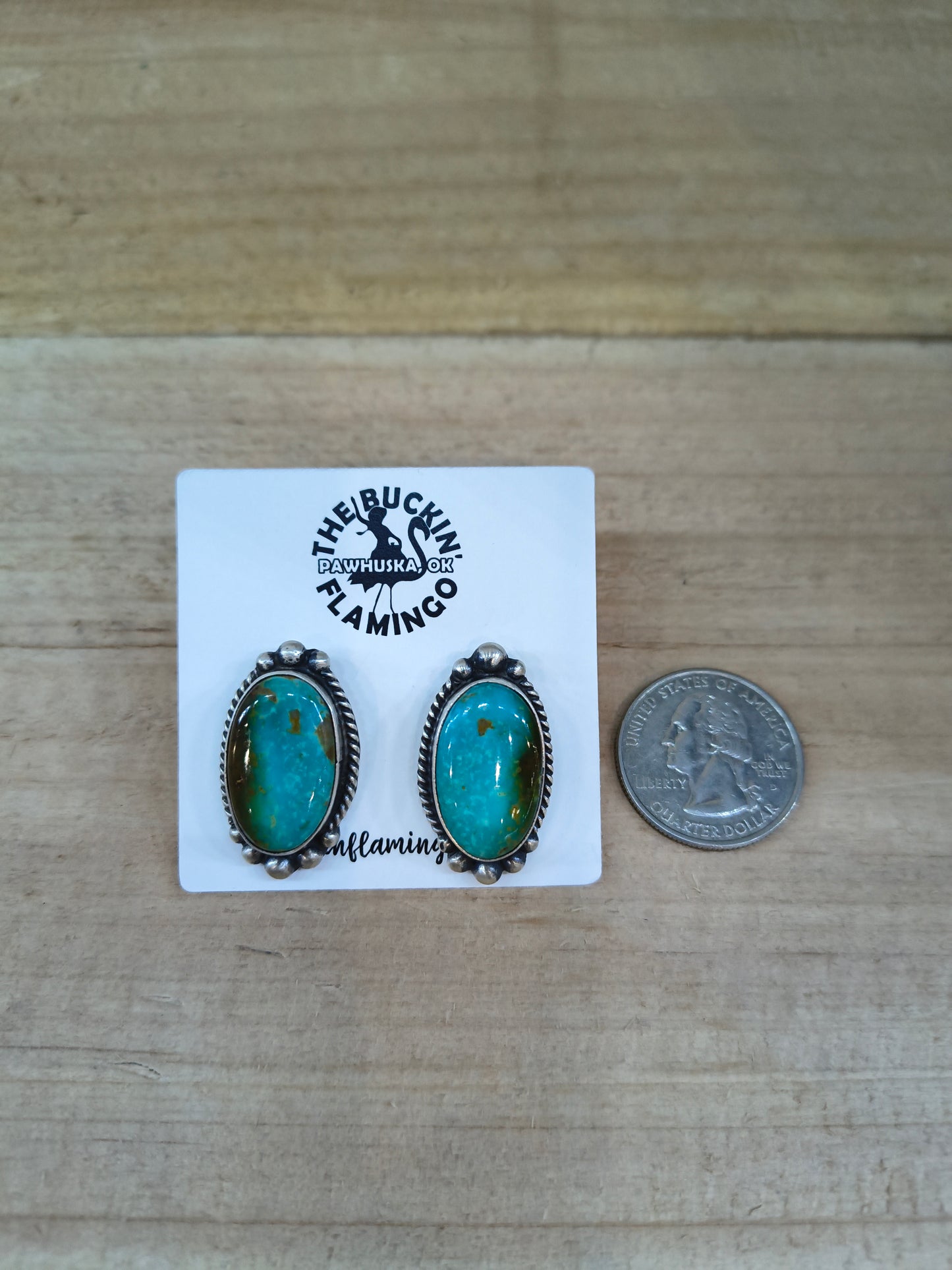 Kingman Turquoise Top Post Earrings by Elouise Kee, Navajo