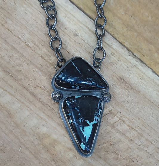 18" Triangle Black Buffalo Necklace