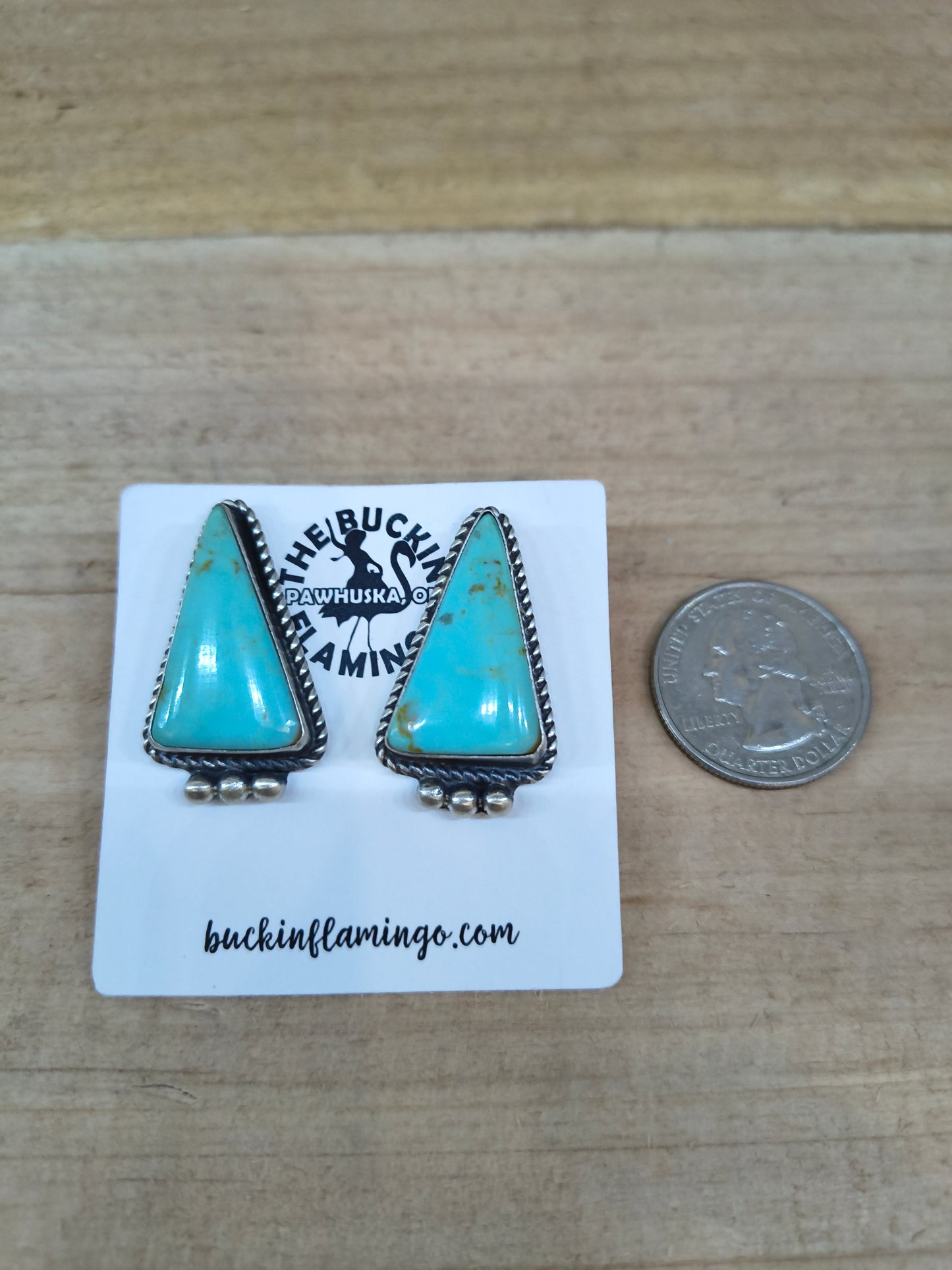 Tyrone Turquoise Top Post Earrings by Jean Dixon, Navajo