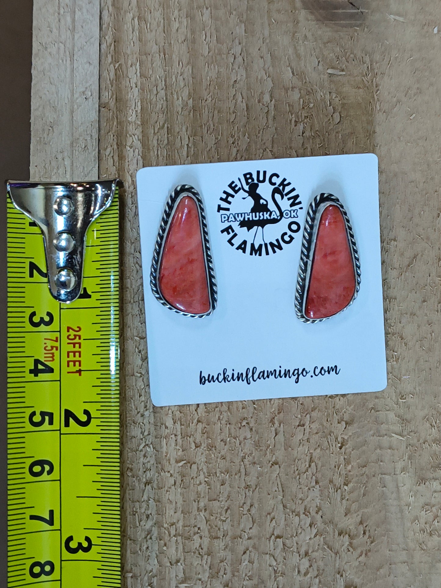 Spiny Oyster Shell Post Earrings by Chassity Belone, Navajo