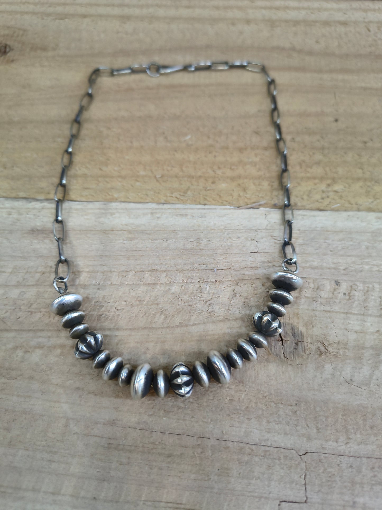 16.5" Handmade Navajo Pearl and Paperclip Necklace by James Begay, Jr., Navajo